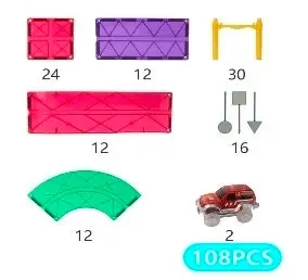 Magnetic Car Track Set 108 pieces