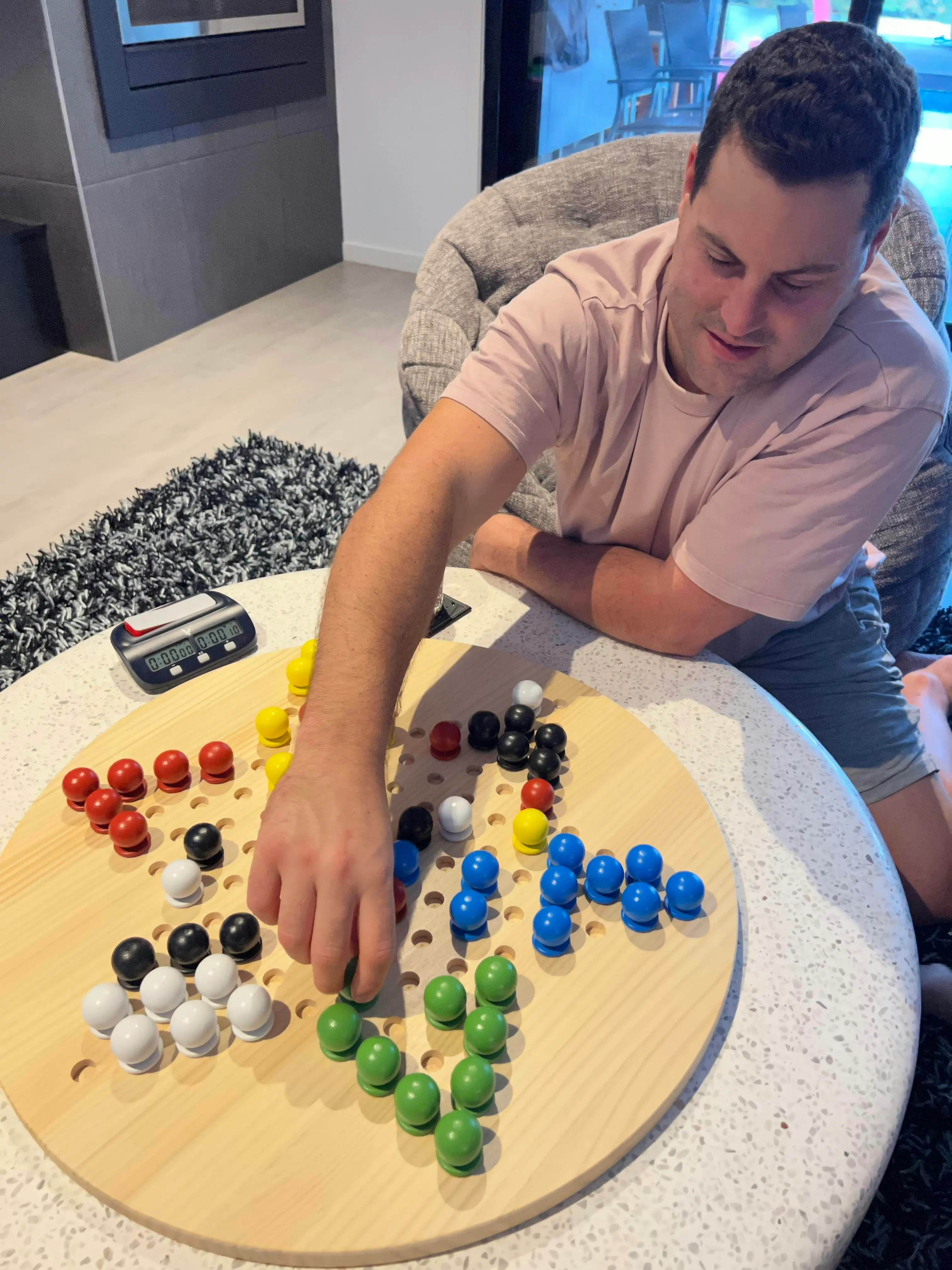 Wooden Giant Chinese Checkers  & Solitare Game 60cm Diameter