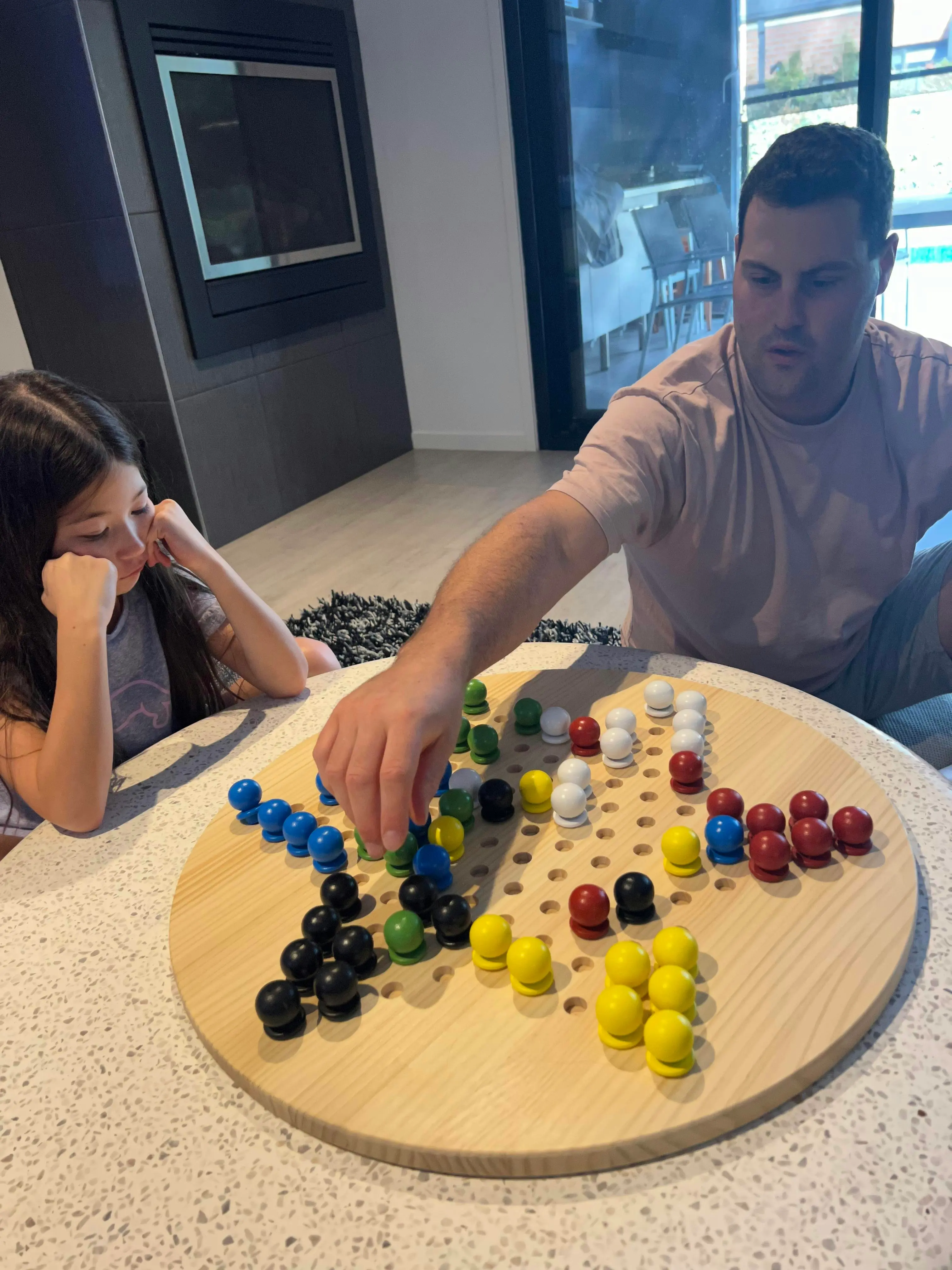 Wooden Giant Chinese Checkers  & Solitare Game 60cm Diameter