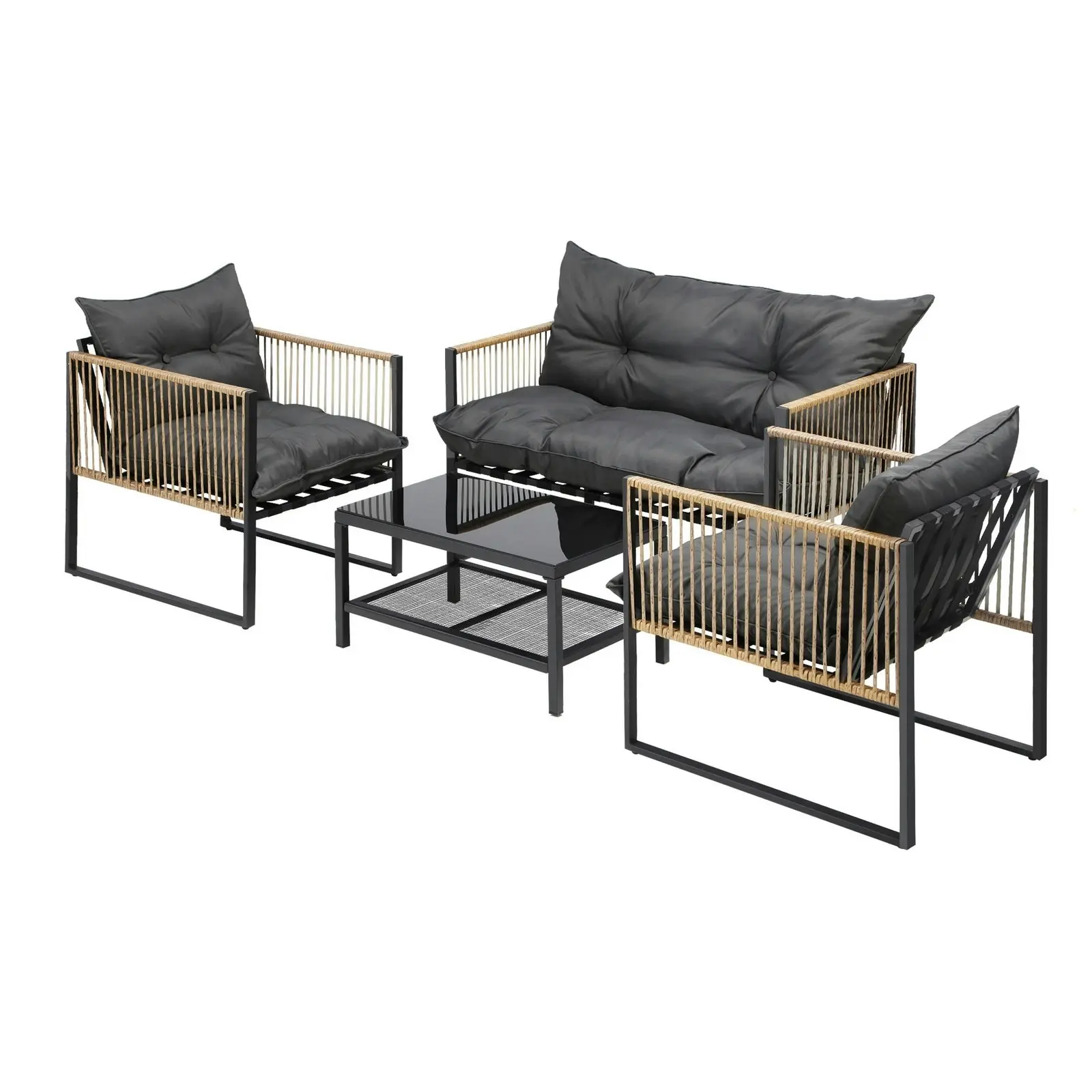 Livsip 4 Piece Outdoor Furniture Setting Garden Patio Lounge Sofa Table Chairs