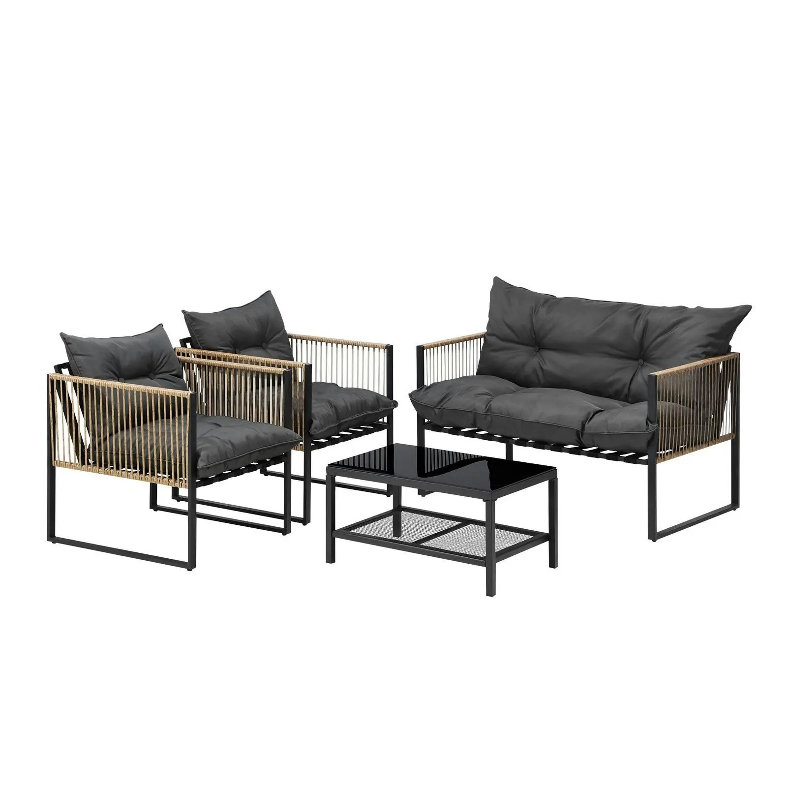 Livsip 4 Piece Outdoor Furniture Setting Garden Patio Lounge Sofa Table Chairs