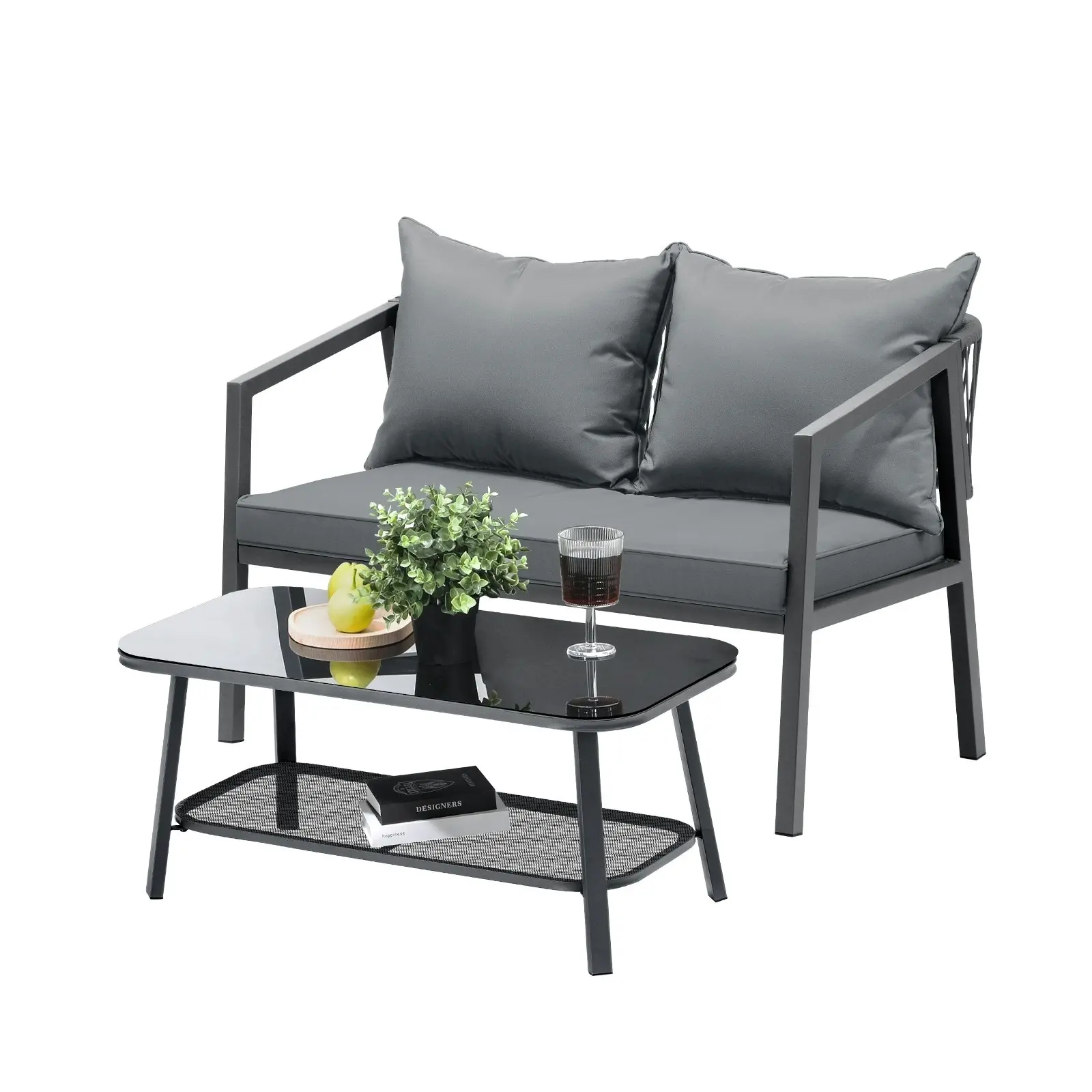 Livsip Set of 2 Outdoor Furniture Setting Garden Patio Lounge Sofa Table Chairs