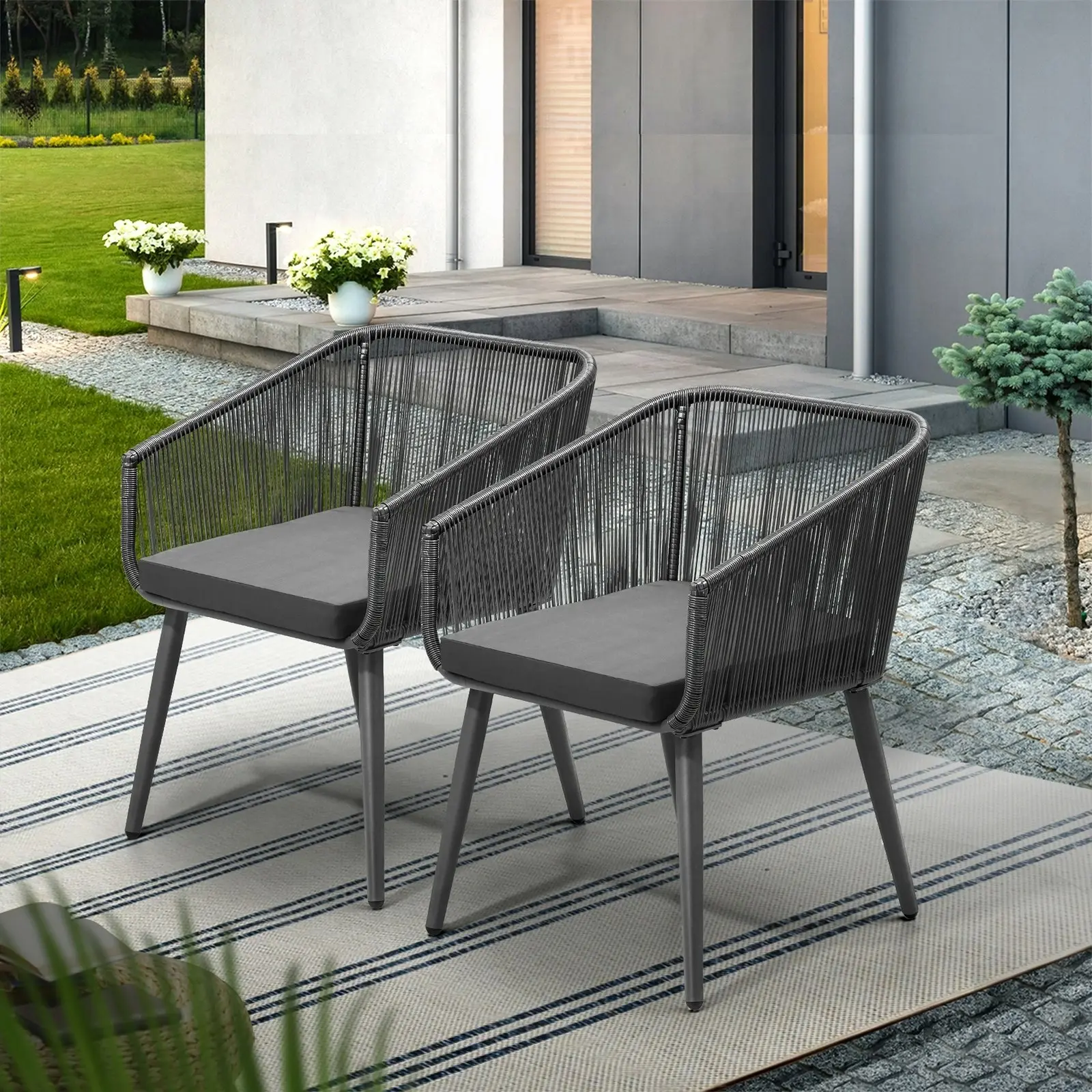 Livsip Outdoor Furniture Lounge Setting Chairs Set of 2 Bistro Patio Garden Set