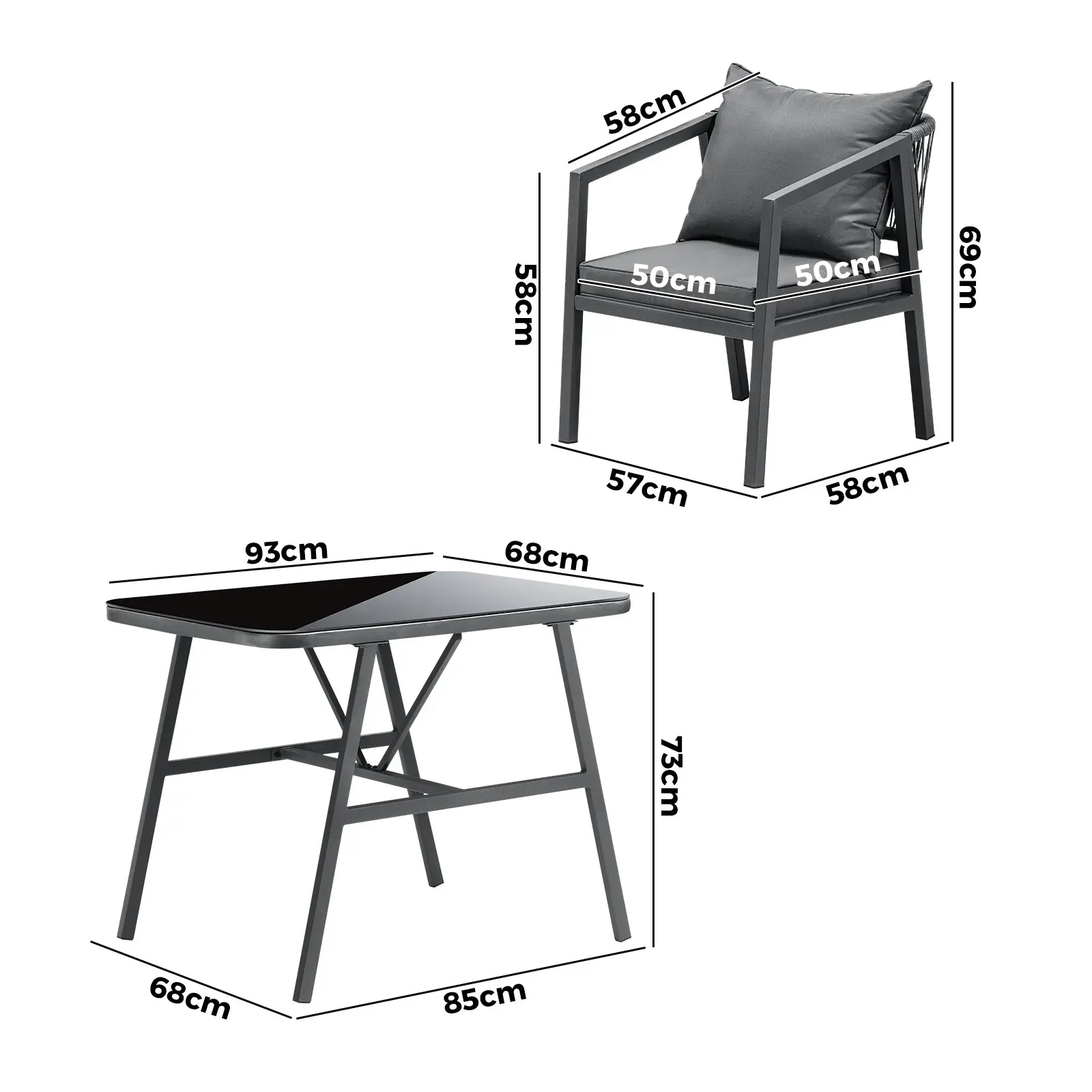 Livsip 3PCS Outdoor Dining Setting Lounge Patio Furniture Table Chairs Set