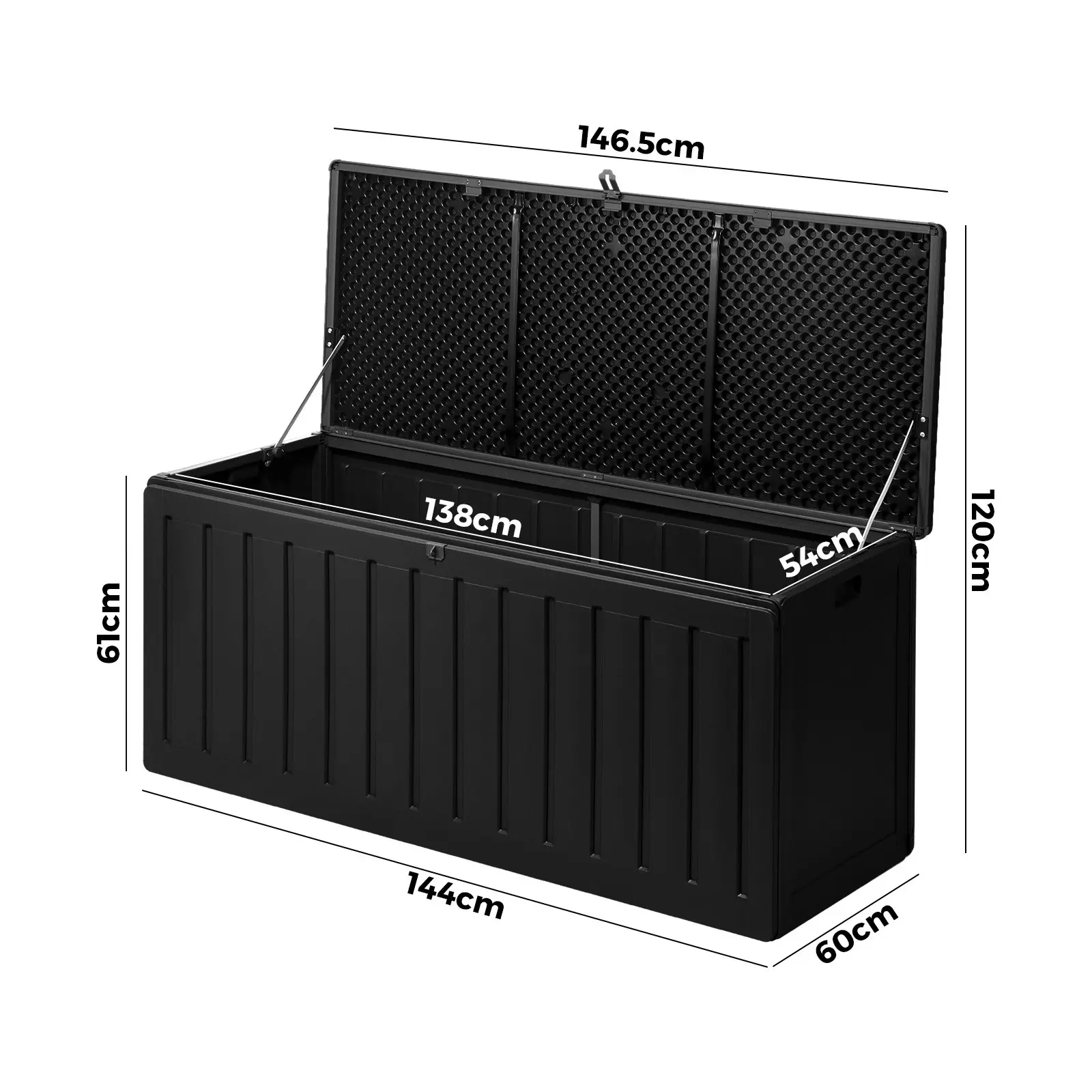 Livsip Outdoor Storage Box Bench 490L Cabinet Container Garden Deck Tool Black