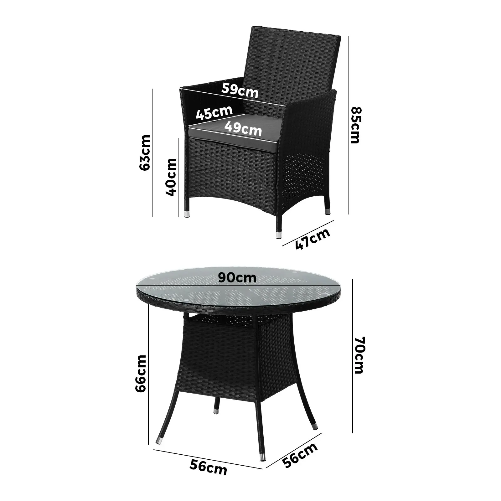 Livsip 5 PCS Outdoor Dining Set Table & Chairs Patio Furniture Lounge Setting