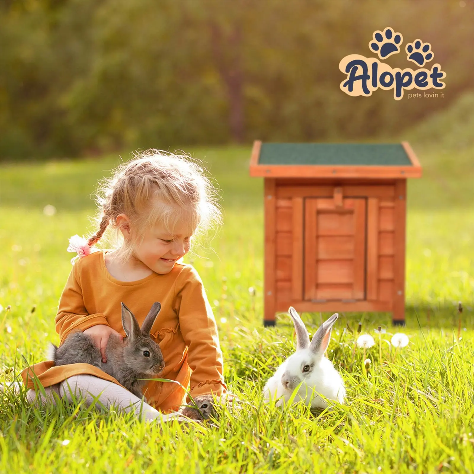 Alopet Cube Rabbit Hutch Wooden Cage Chicken Coop House Enclosure Outdoor/Indoor