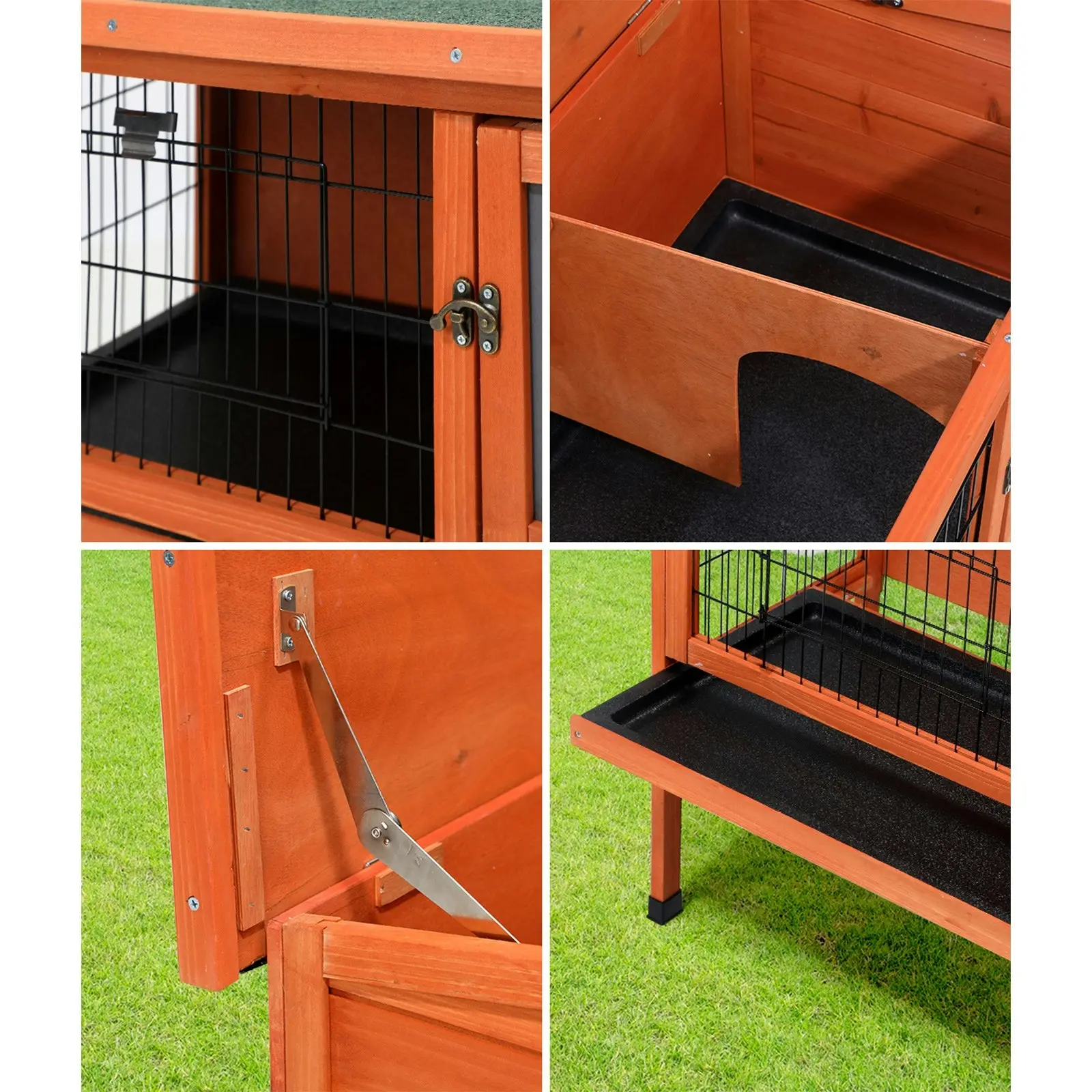 Alopet Large Rabbit Hutch Wooden Cage Enclosure Chicken Coop 122cm House Outdoor