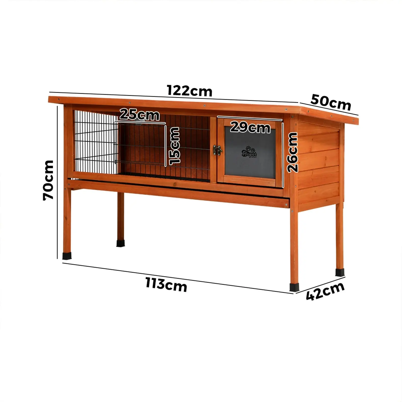 Alopet Large Rabbit Hutch Wooden Cage Enclosure Chicken Coop 122cm House Outdoor