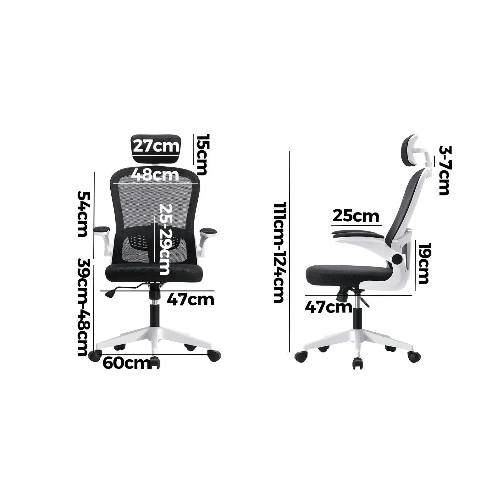 Oikiture Mesh Office Chair Executive Fabric Gaming Seat Racing Computer Black&White