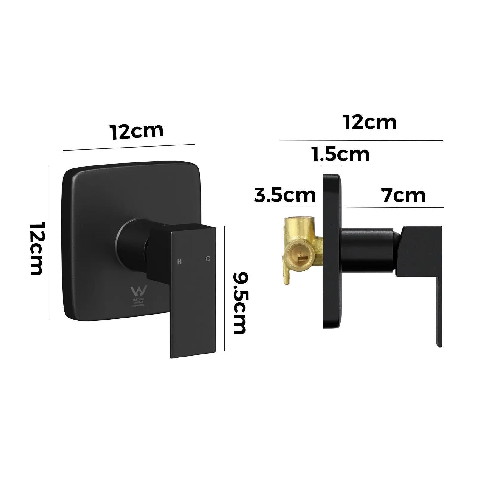 Welba Shower Mixer Tap Bathroom Wall Tapware Brass Tapware Square Black