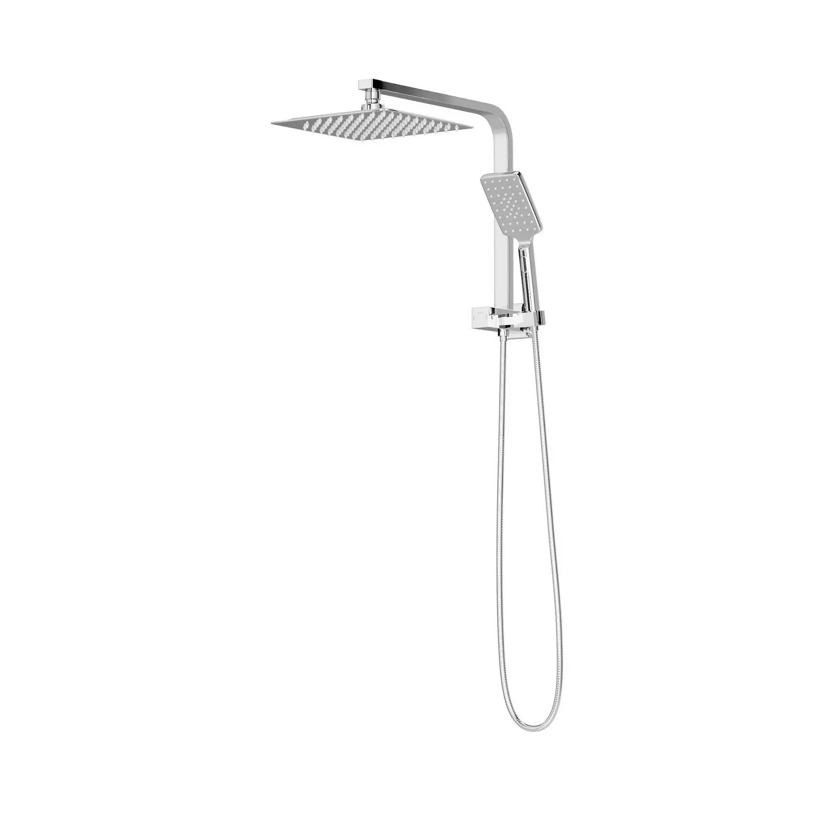 Welba 250mm Rain Shower Head Set Square 3-Mode Handheld Shower Gooseneck Chrome