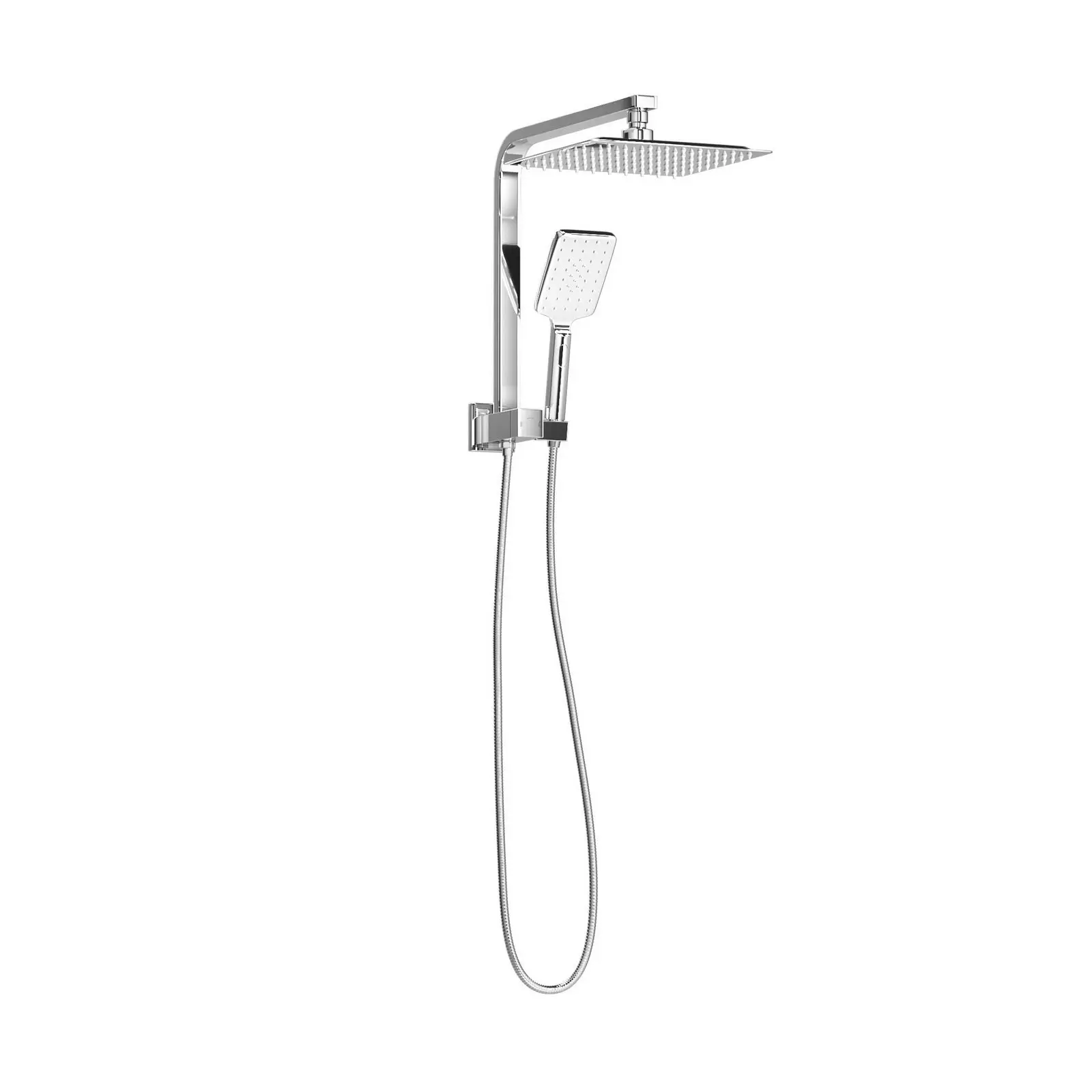 Welba 250mm Rain Shower Head Set Square 3-Mode Handheld Shower Gooseneck Chrome