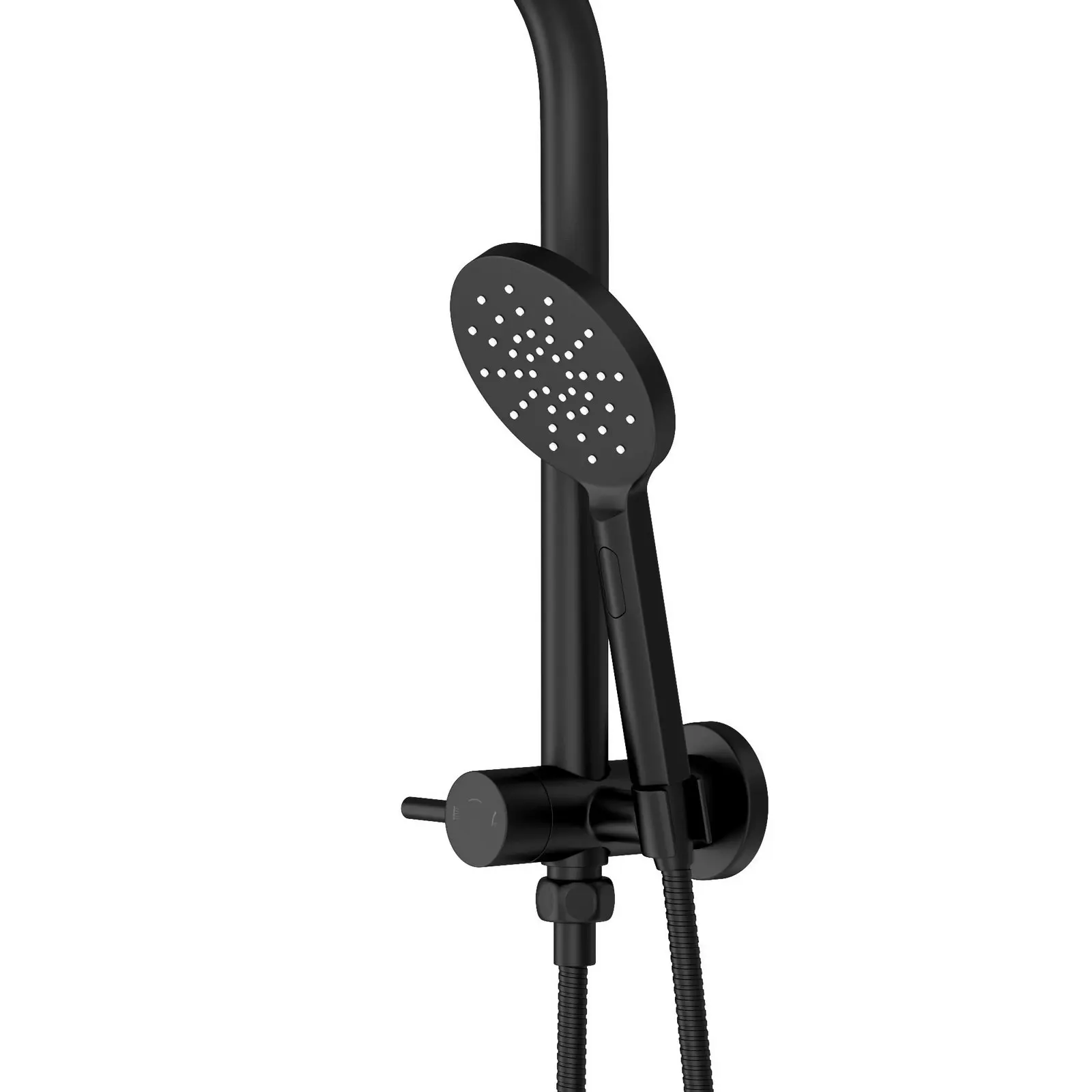 Welba 250mm Rain Shower Head Set Round 3-Mode Handheld Shower Gooseneck Black