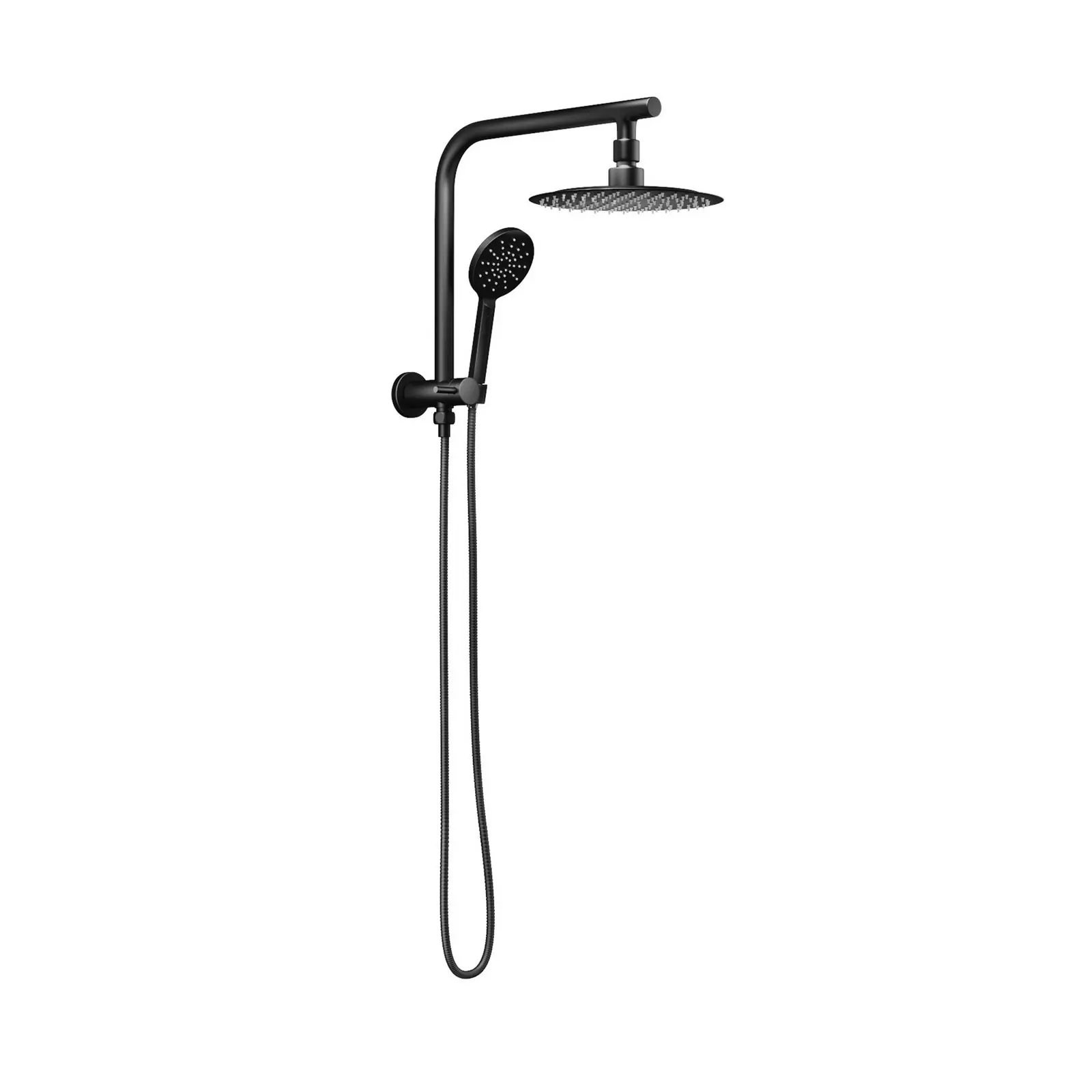 Welba 250mm Rain Shower Head Set Round 3-Mode Handheld Shower Gooseneck Black