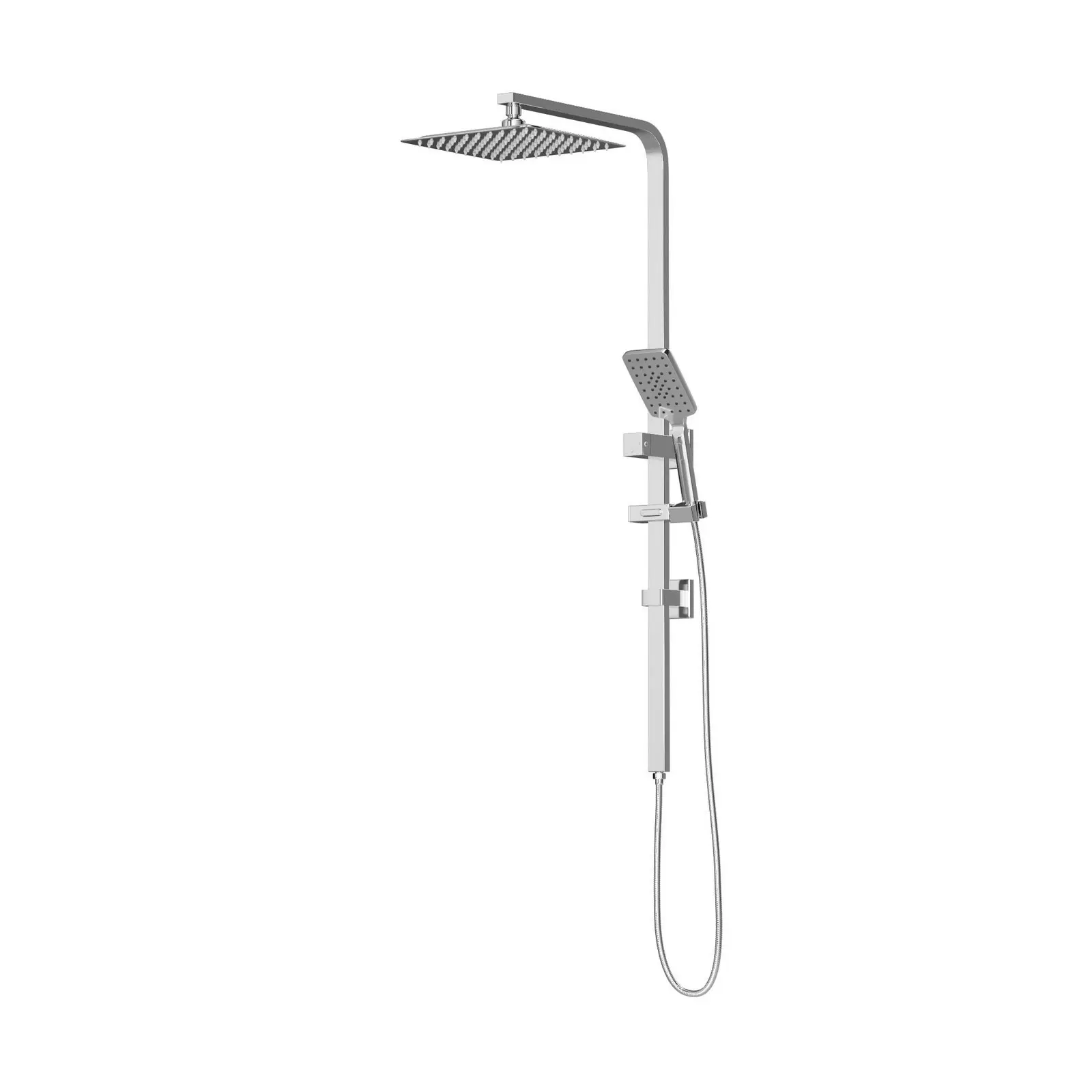 Welba 250mm Rain Shower Head Set Square 3-Mode Handheld Shower Rail Set Chrome