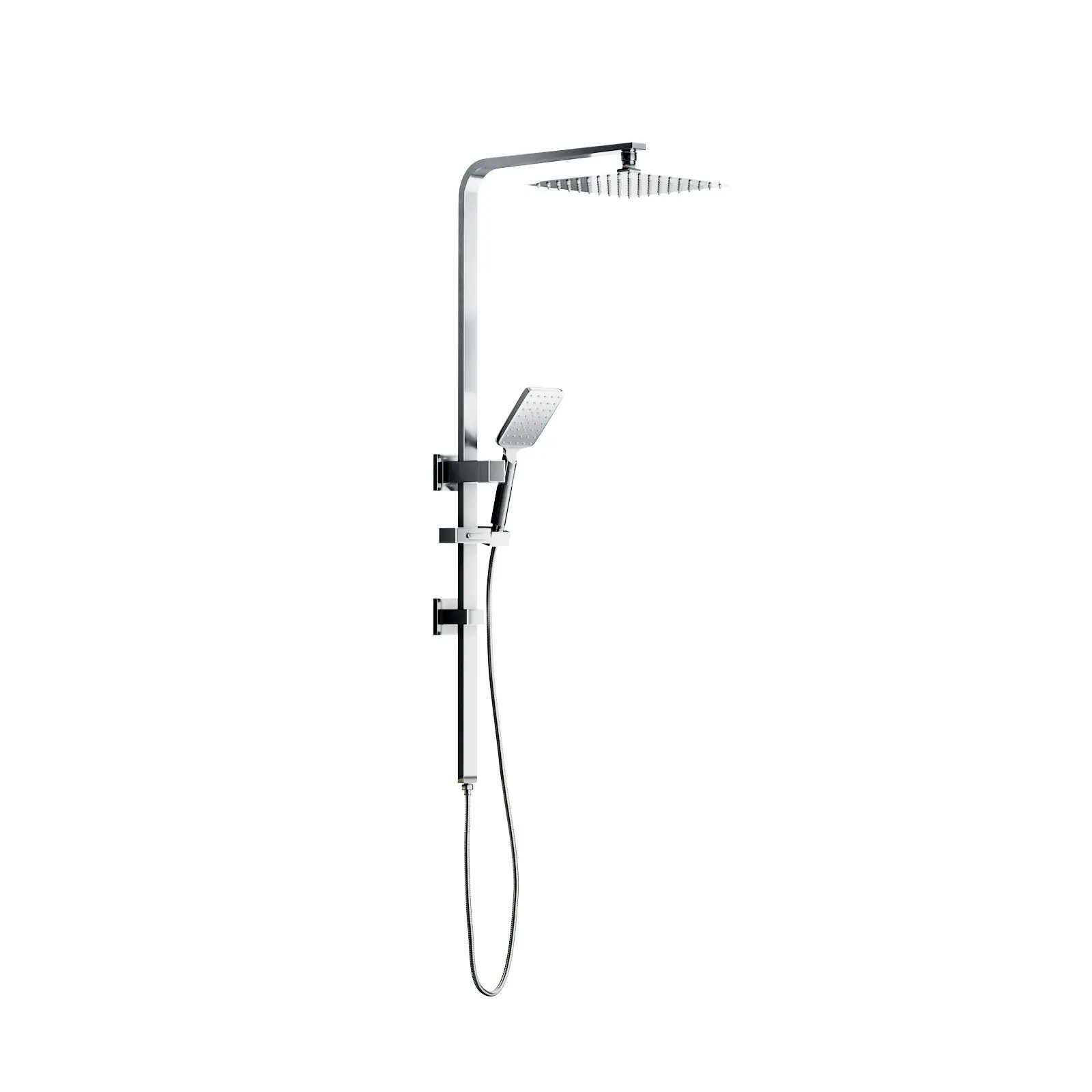 Welba 250mm Rain Shower Head Set Square 3-Mode Handheld Shower Rail Set Chrome