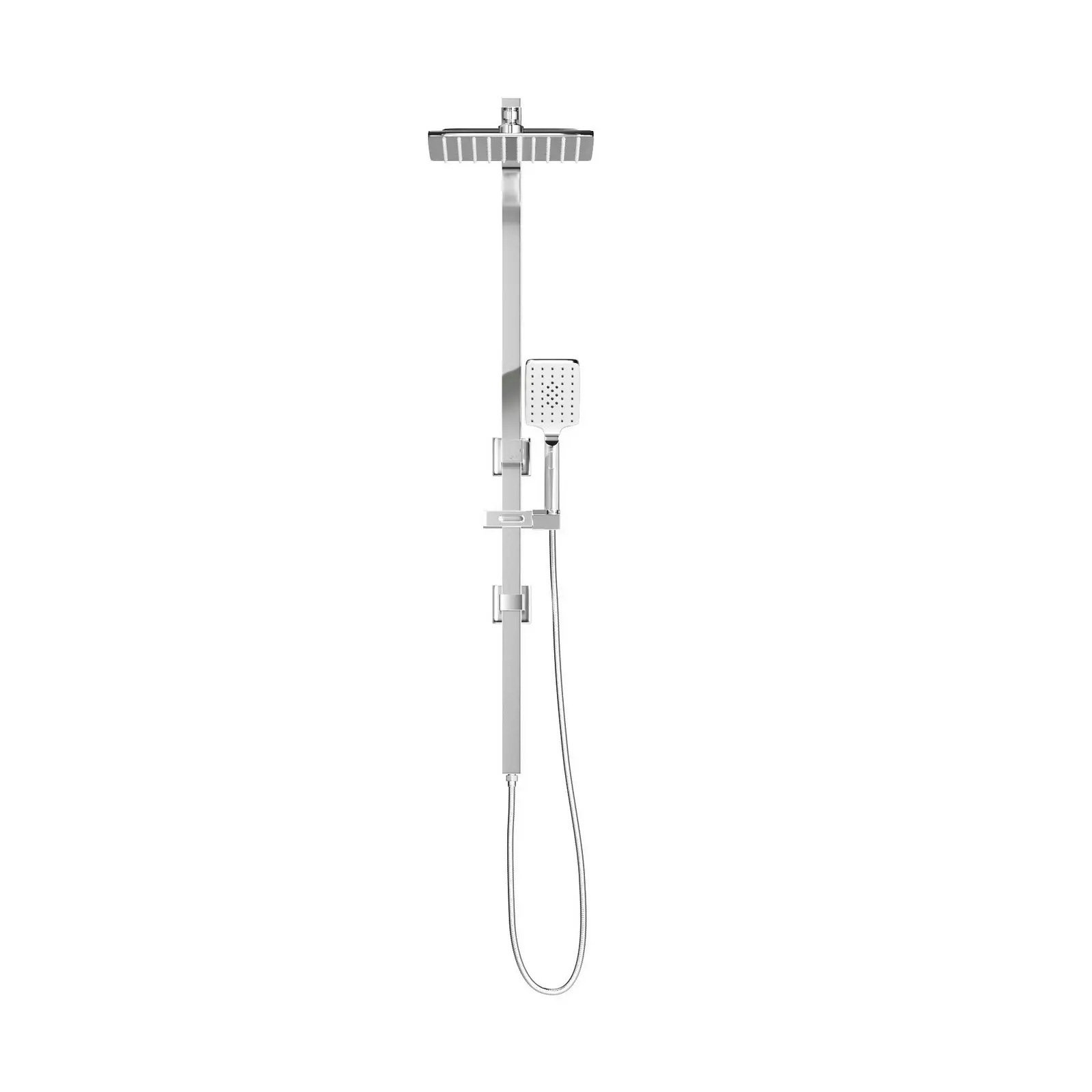 Welba 250mm Rain Shower Head Set Square 3-Mode Handheld Shower Rail Set Chrome