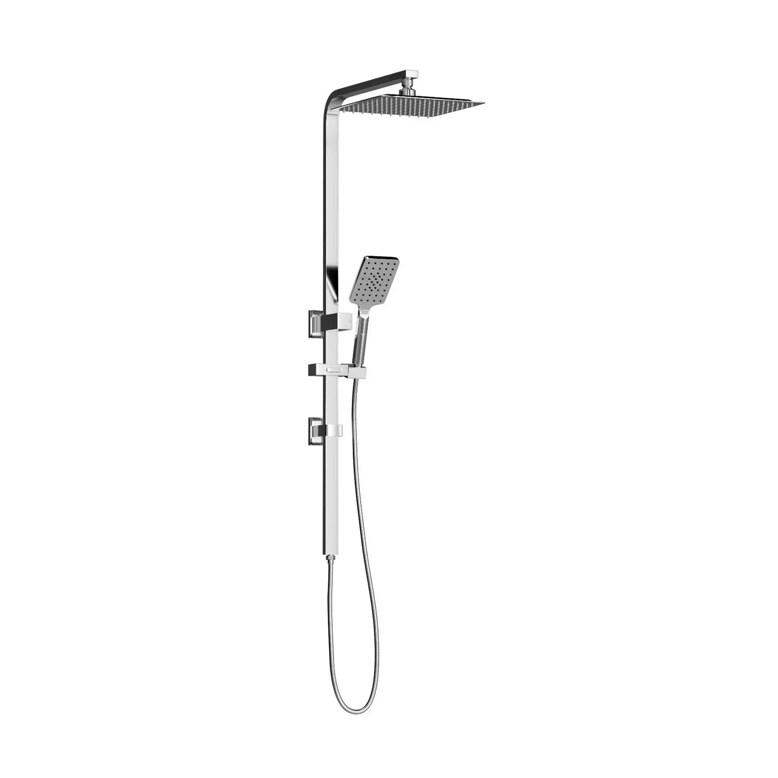 Welba 250mm Rain Shower Head Set Square 3-Mode Handheld Shower Rail Set Chrome