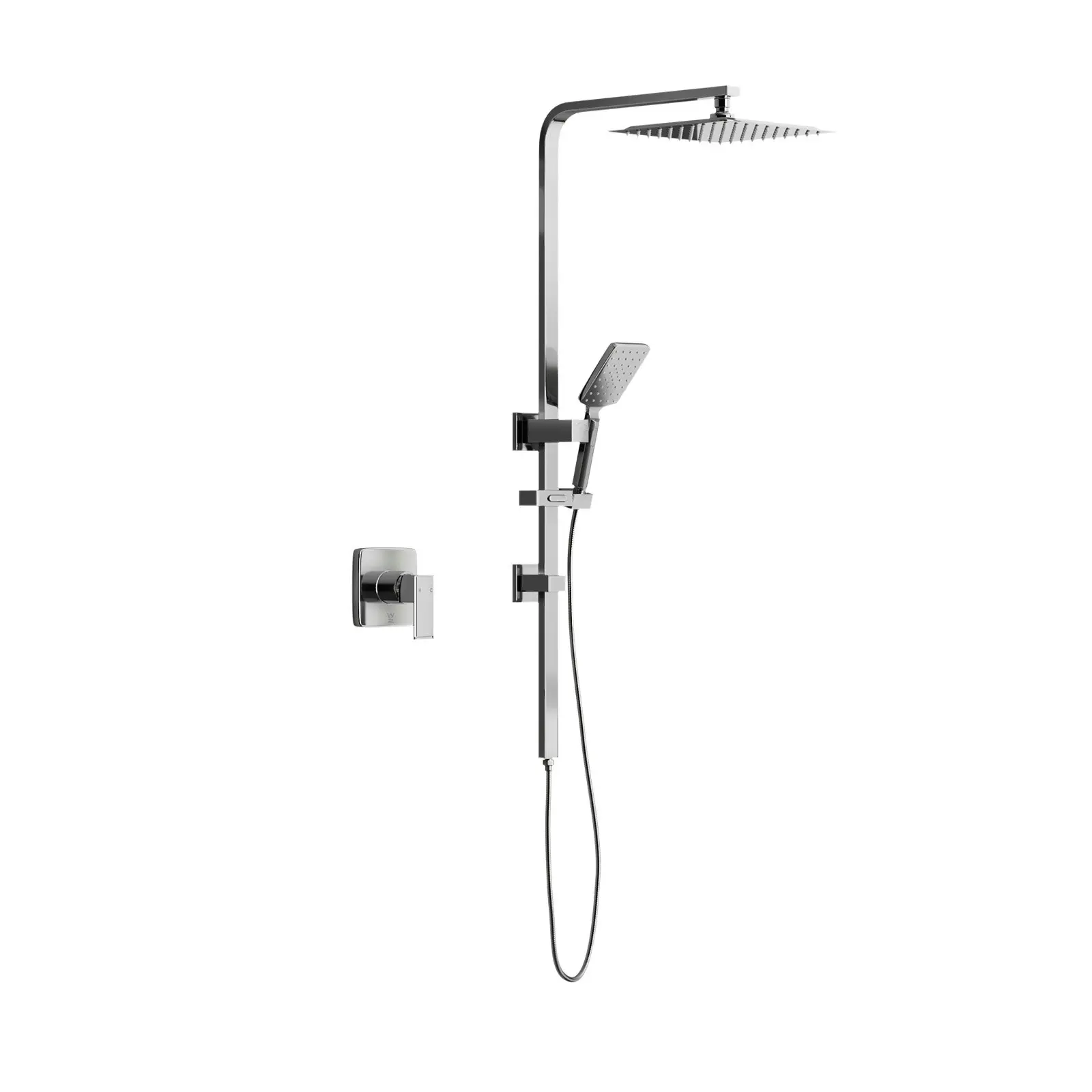 Welba 250mm Rain Shower Head Set Square Handheld With Shower Mixer Tap Chrome