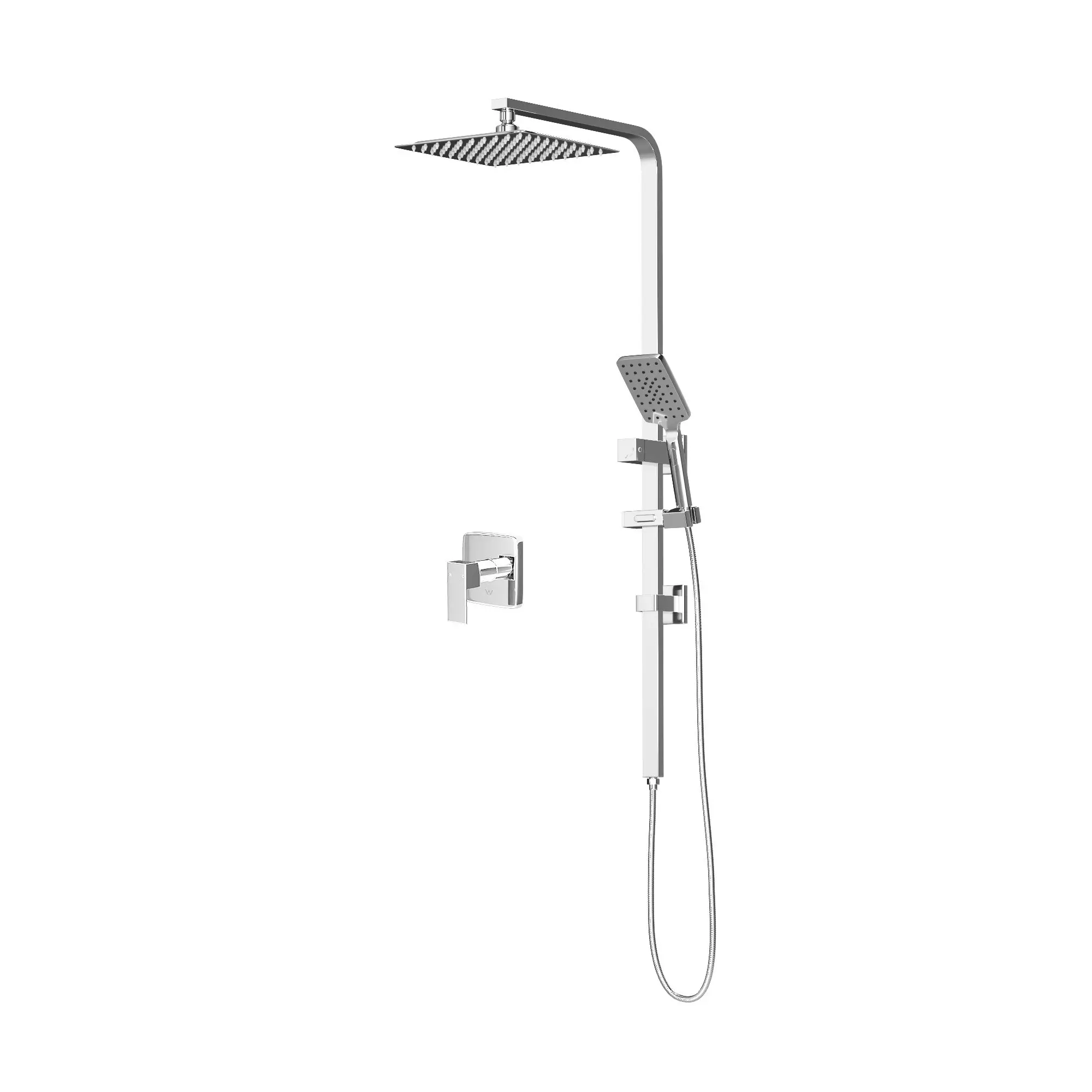 Welba 250mm Rain Shower Head Set Square Handheld With Shower Mixer Tap Chrome