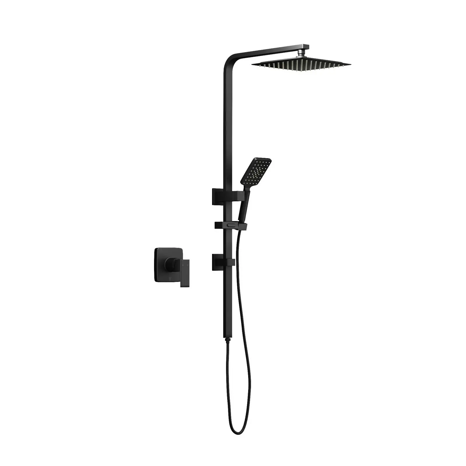 Welba 250mm Rain Shower Head Set Square Handheld With Shower Mixer Tap Black