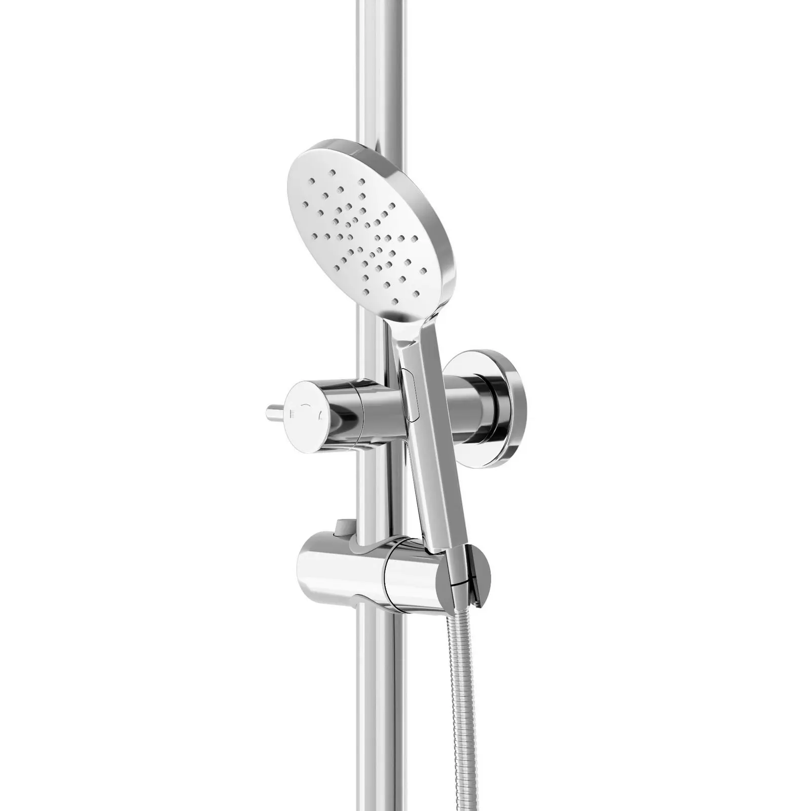 Welba 250mm Rain Shower Head Set Round 3-Mode Handheld Shower Rail Set Chrome