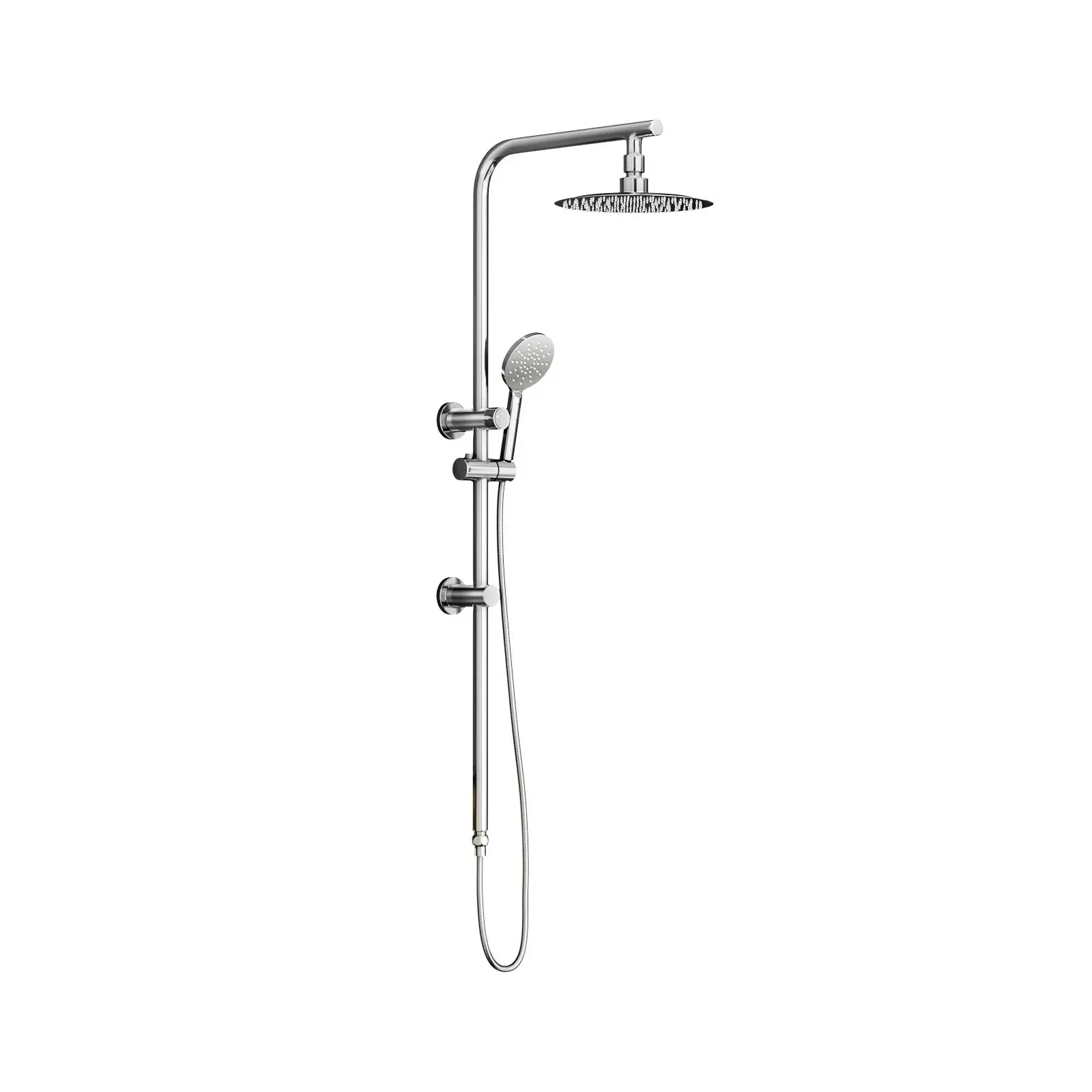 Welba 250mm Rain Shower Head Set Round 3-Mode Handheld Shower Rail Set Chrome