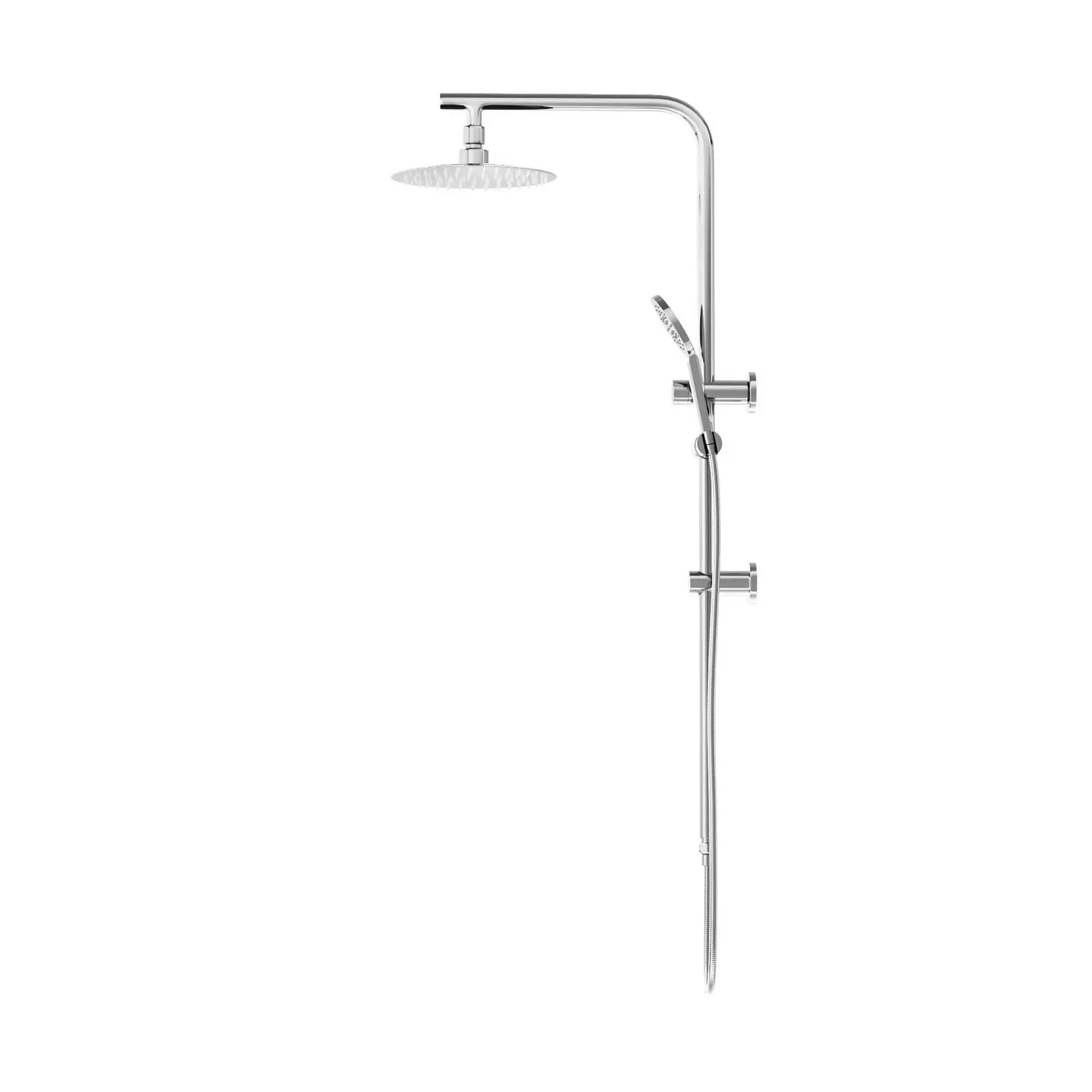 Welba 250mm Rain Shower Head Set Round 3-Mode Handheld Shower Rail Set Chrome