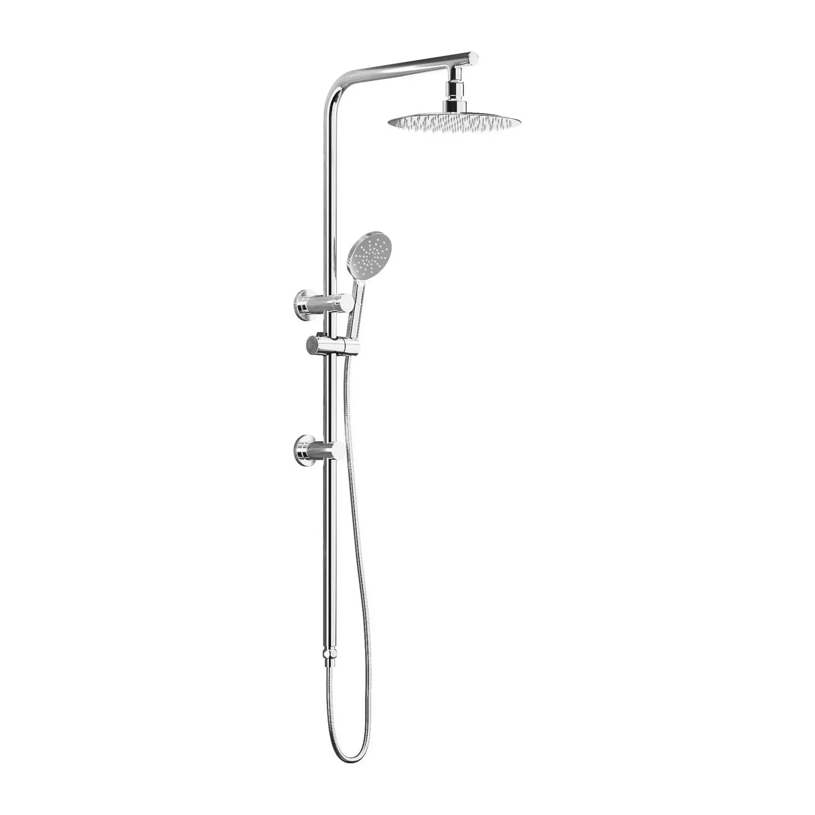 Welba 250mm Rain Shower Head Set Round 3-Mode Handheld Shower Rail Set Chrome