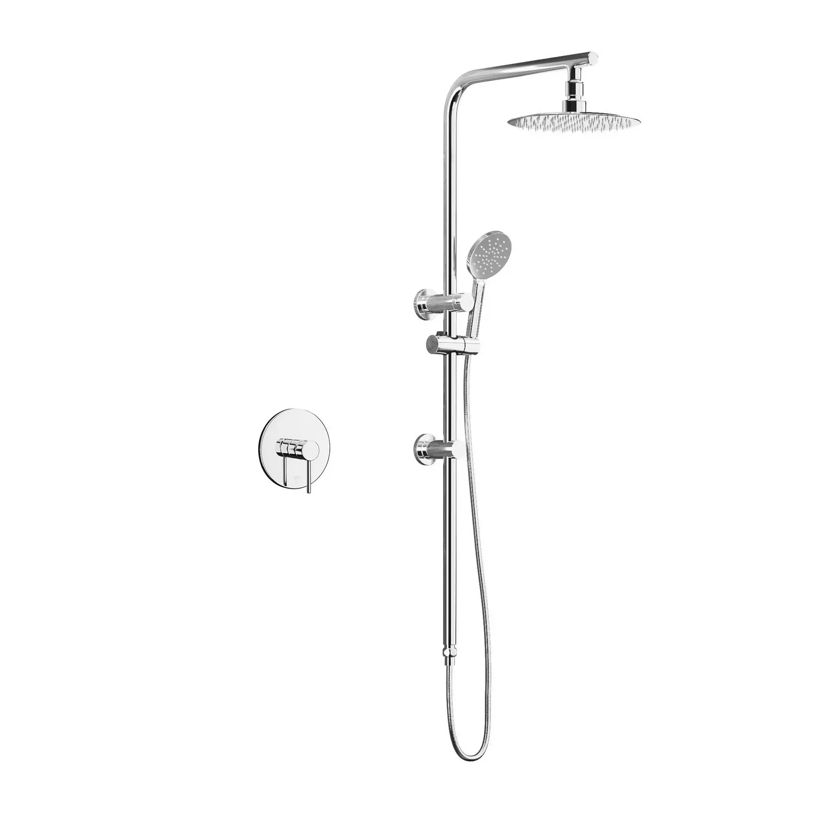 Welba 250mm Rain Shower Head Set Round Handheld With Shower Mixer Tap Chrome