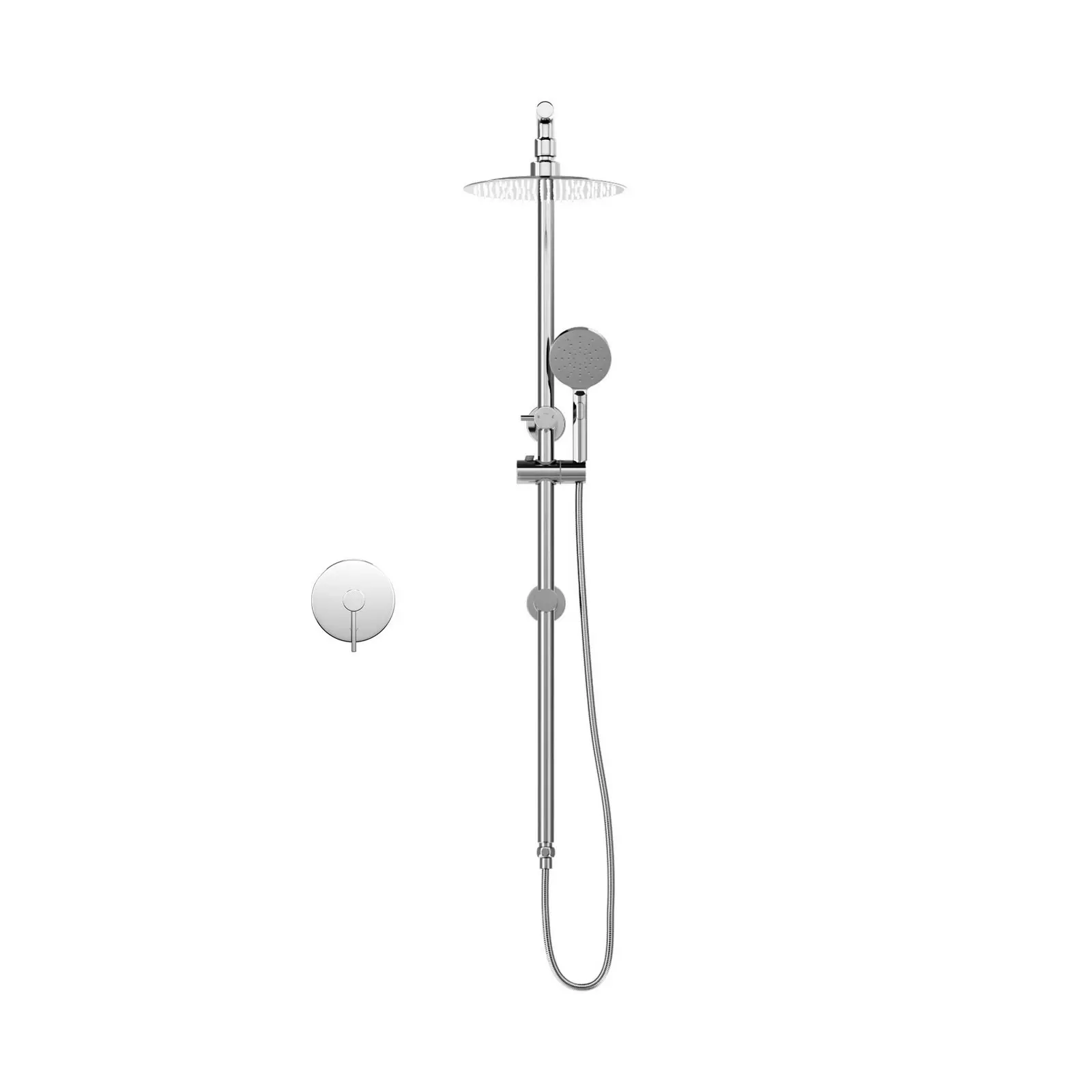 Welba 250mm Rain Shower Head Set Round Handheld With Shower Mixer Tap Chrome