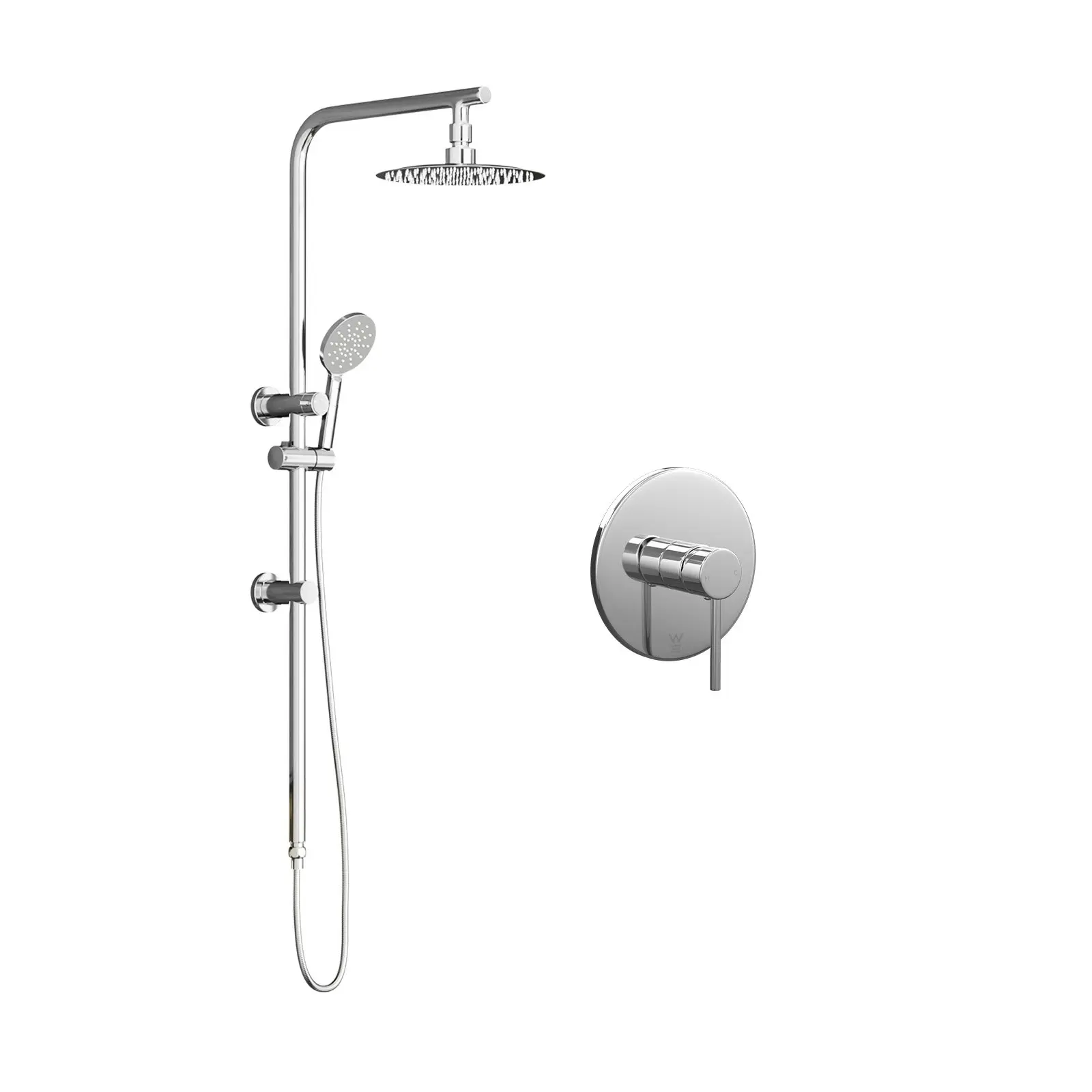 Welba 250mm Rain Shower Head Set Round Handheld With Shower Mixer Tap Chrome