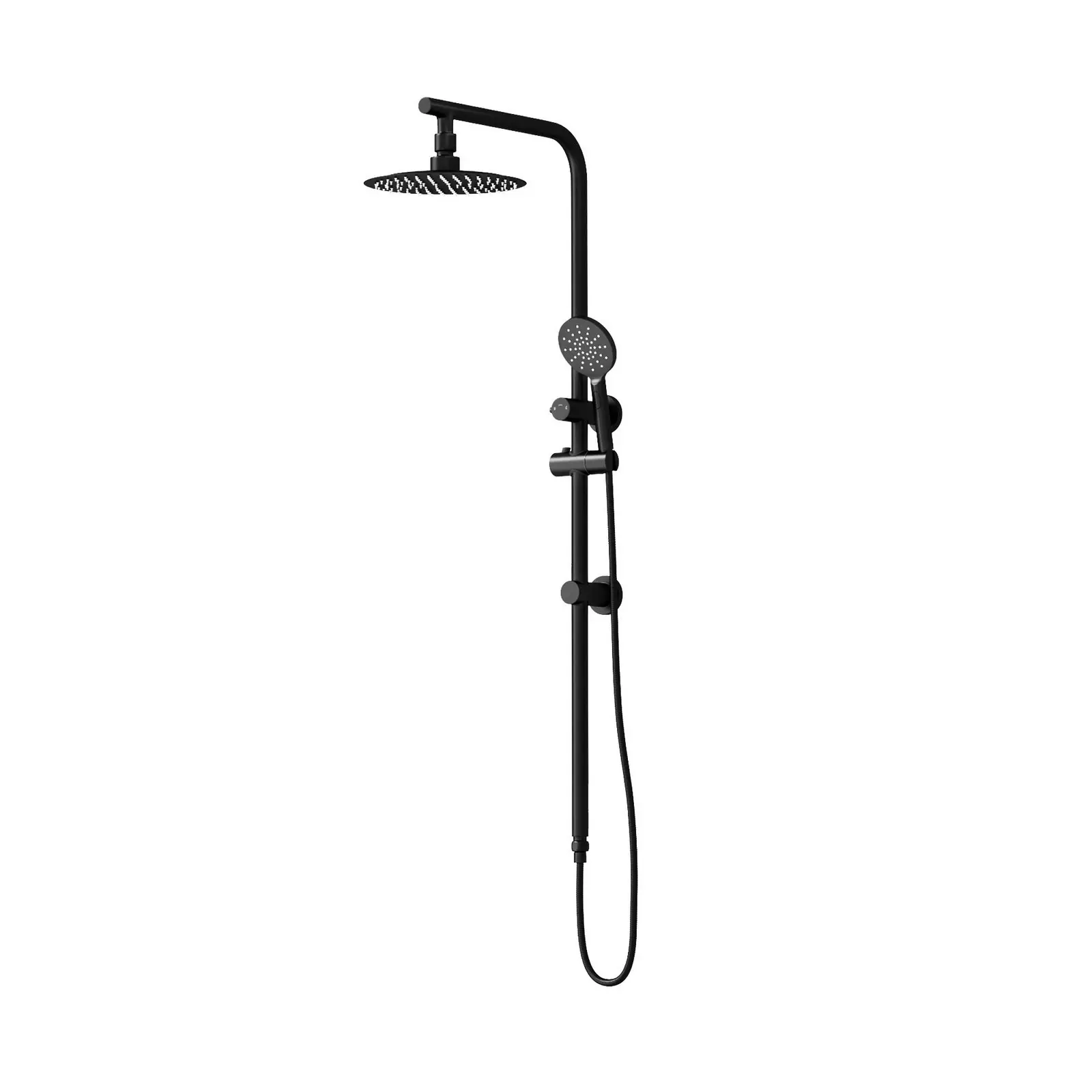 Welba 250mm Rain Shower Head Set Round 3-Mode Handheld Shower Rail Set Black