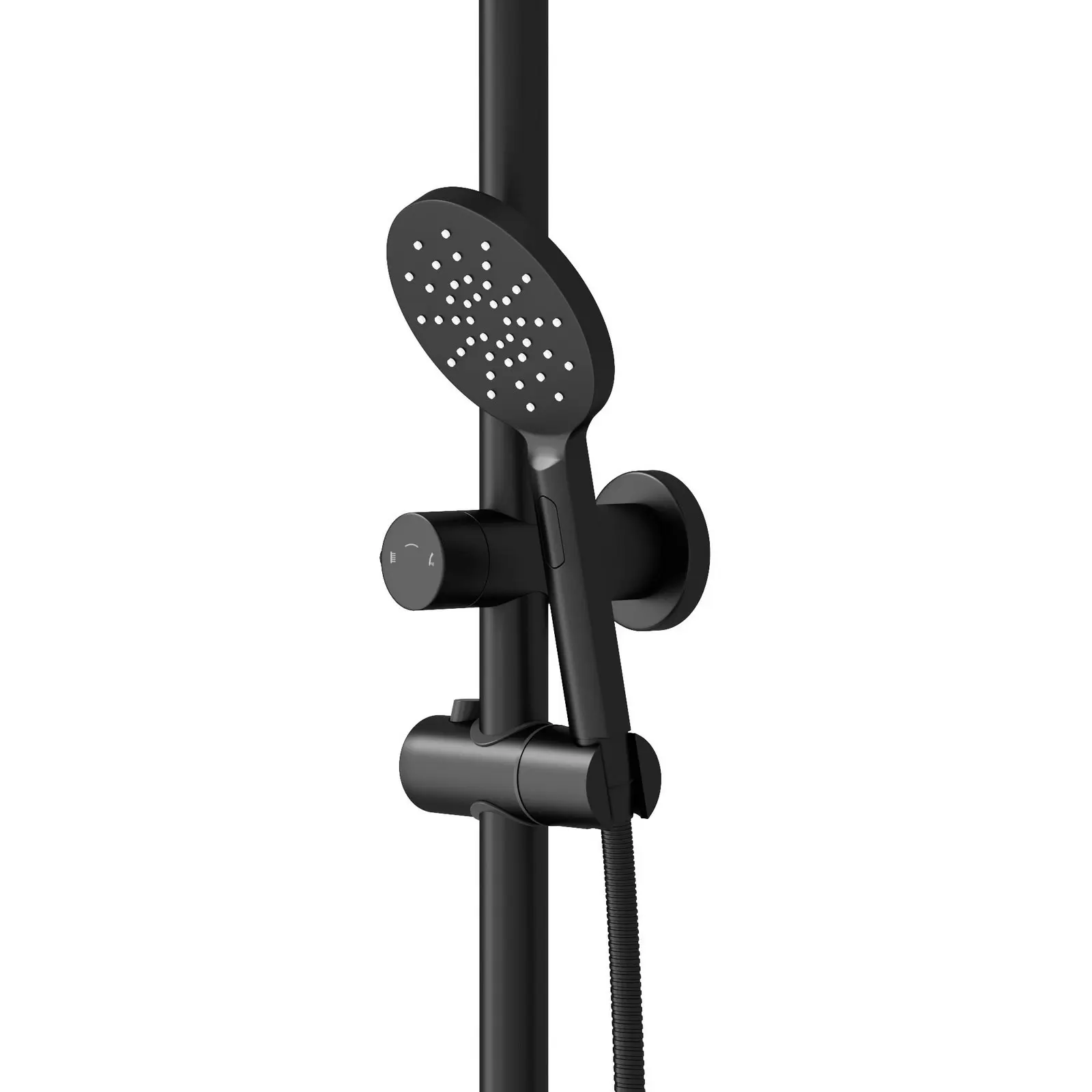 Welba 250mm Rain Shower Head Set Round 3-Mode Handheld Shower Rail Set Black