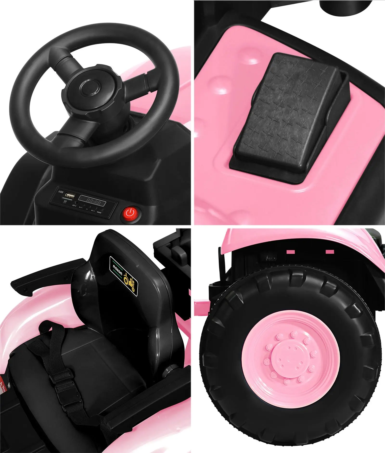 Mazam Kids Ride On Car Tractor Toy Electric Remote XL Size Pink