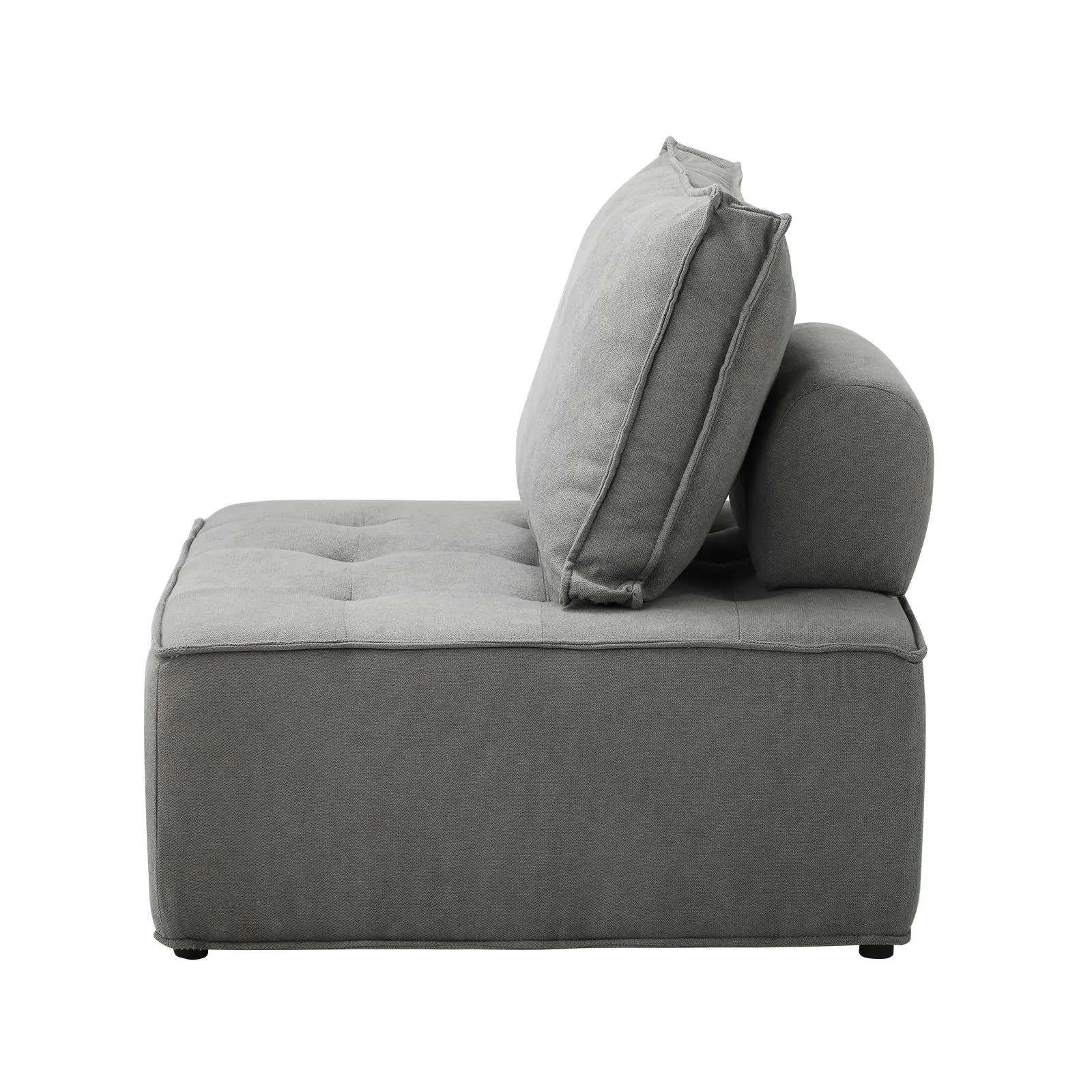 Oikiture 1PC Modular Sofa Lounge Chair Armless Adjustable Back Linen Grey