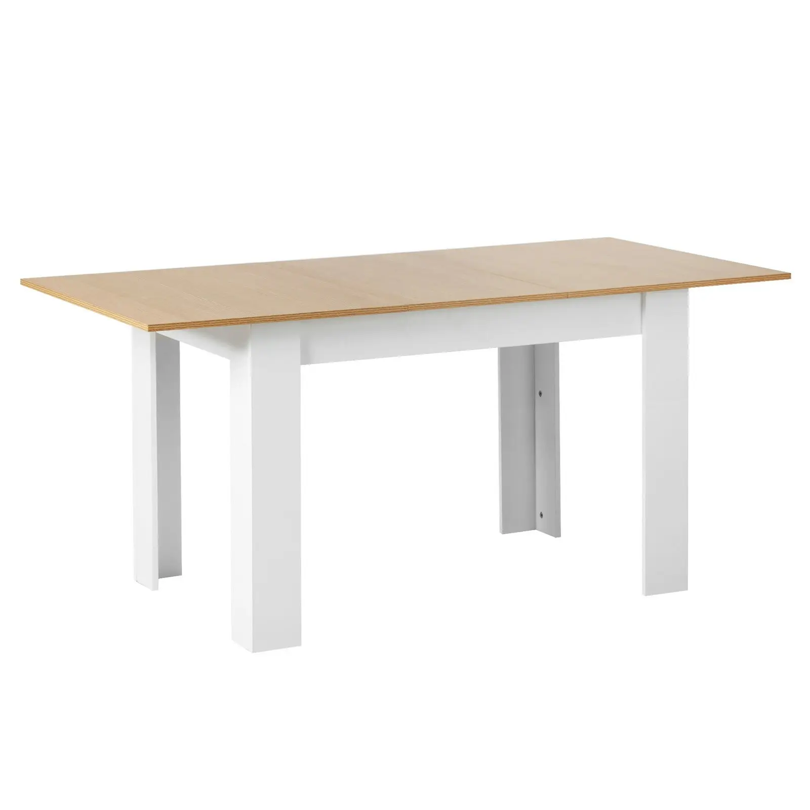 Oikiture 120-160cm Extendable Dining Table Kitchen Restaurant Cafe Table WoodenWhite