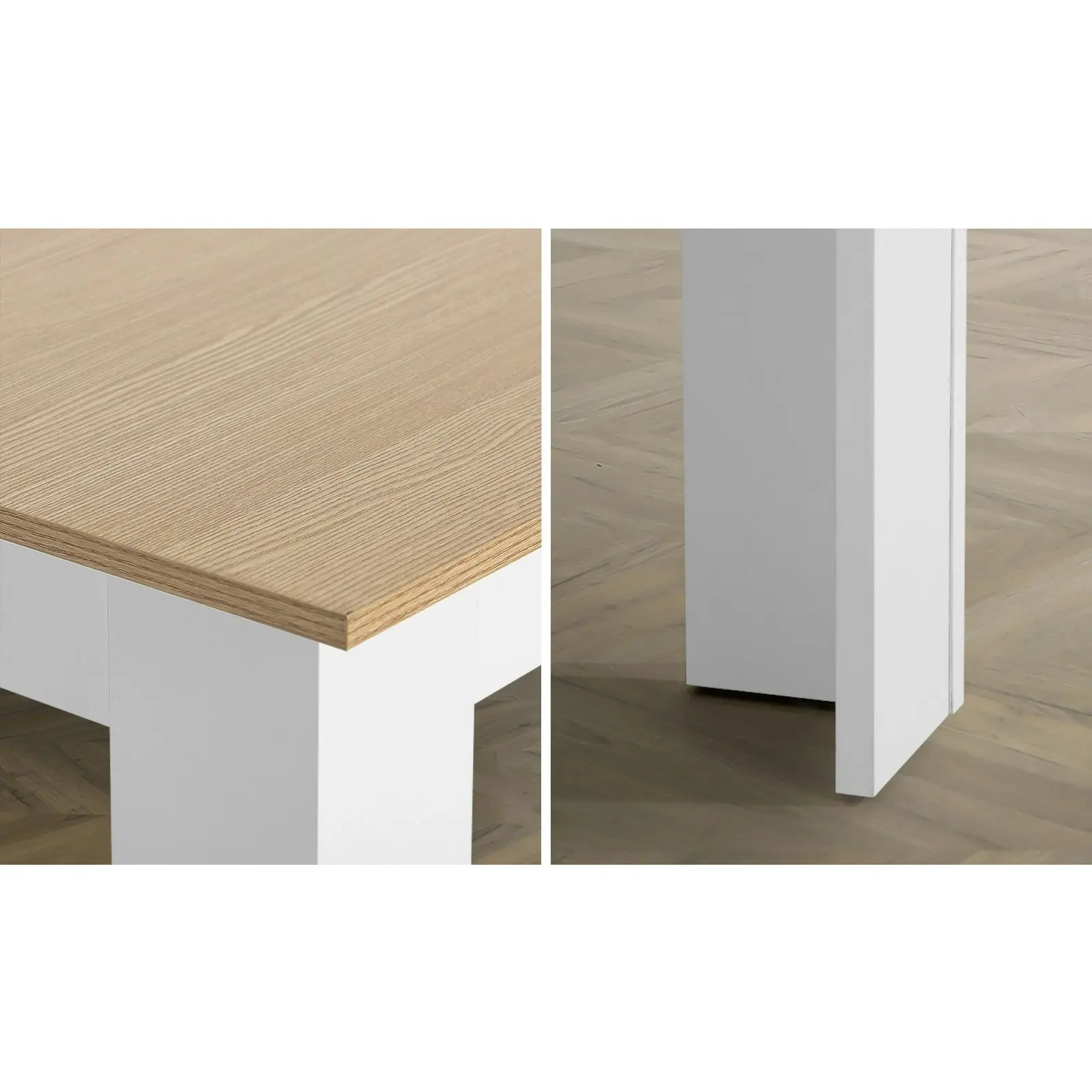 Oikiture 120-160cm Extendable Dining Table Kitchen Restaurant Cafe Table WoodenWhite