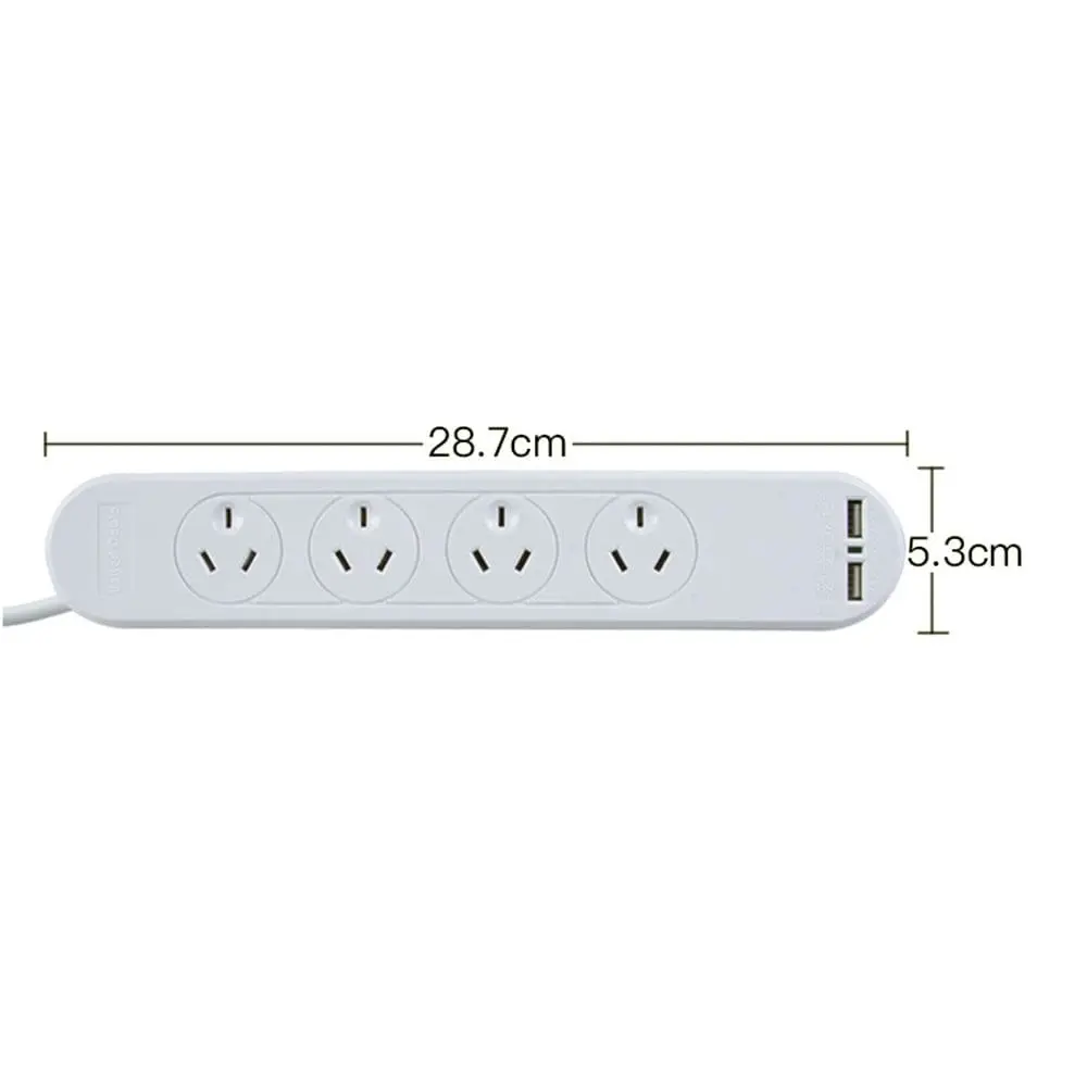 4 Outlet Powerboard With Surge Protection and Dual USB Charger