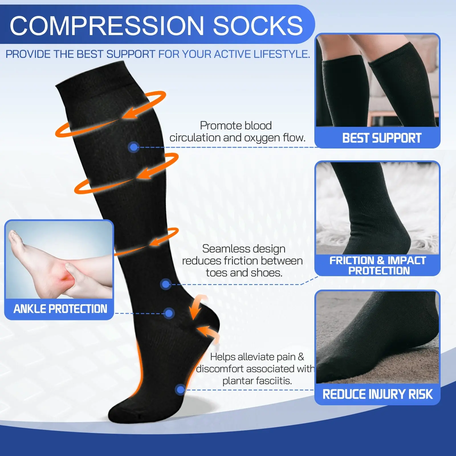 Travel Anti-Fatigue Flight Compression Socks-M