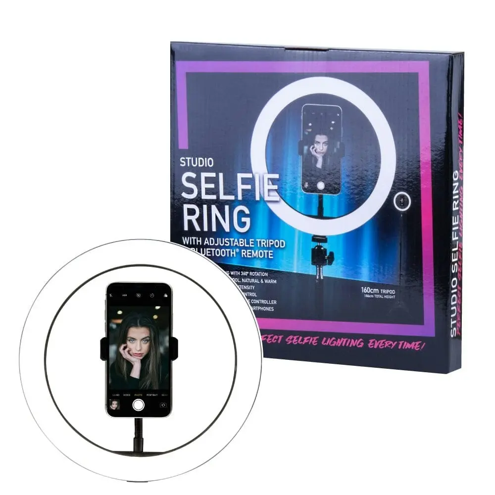 26cm Diameter LED Selfie Ring Light with Stand and Phone Holder 186cm Height