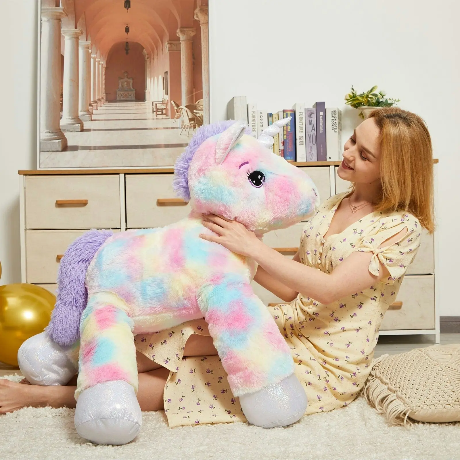 105cm Jumbo Lying Unicorn Soft Plush Toy