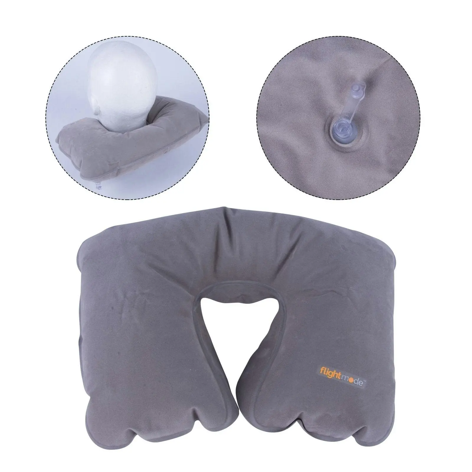 Lightweight Inflatable Travel Neck Pillow - Grey