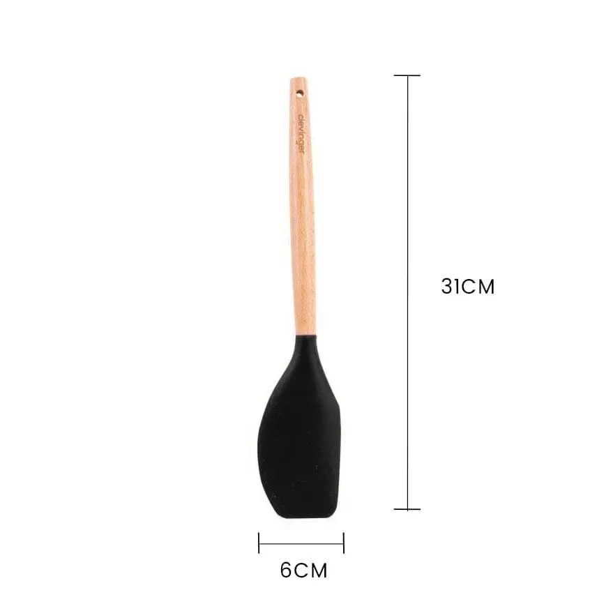 2pcs Beechwood & silicone spatula charcoal