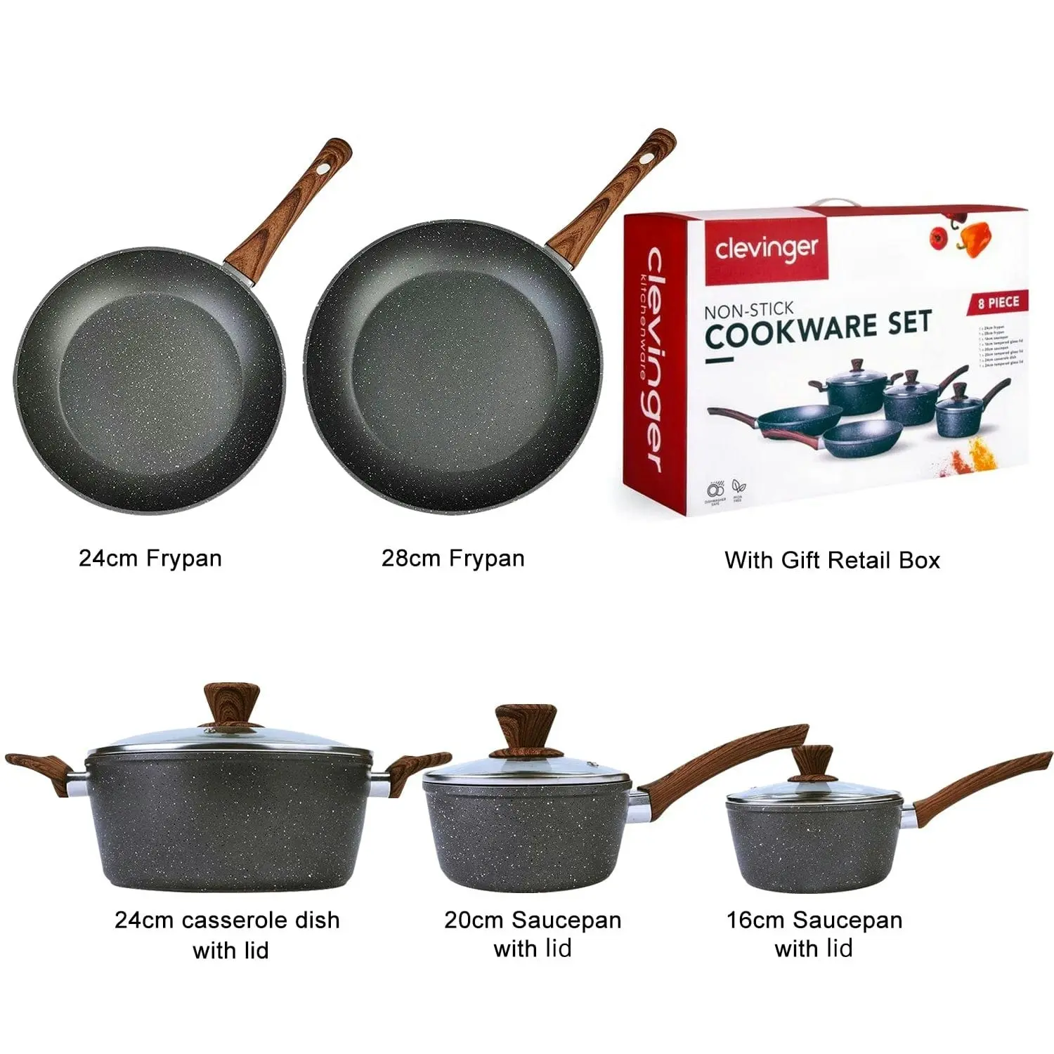 Clevinger 8 Piece Non-Stick Cookware Set