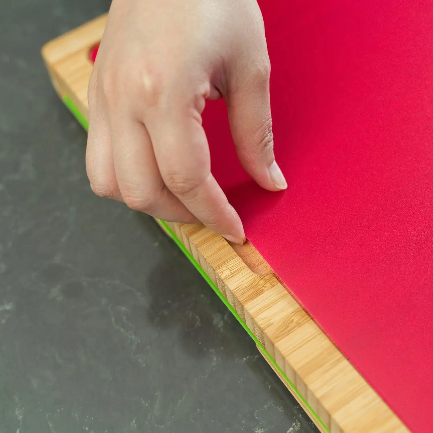 Bamboo Chopping Board with set of 5 Color-Coded Flexible Cutting Mats