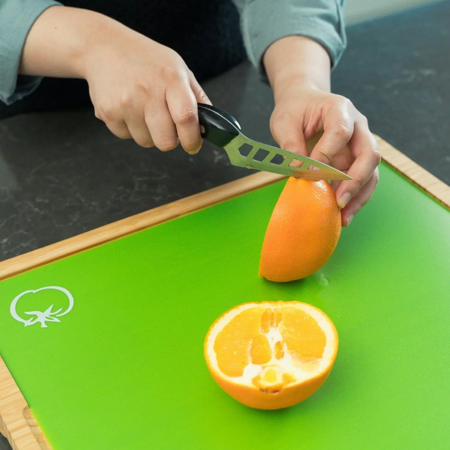 Bamboo Chopping Board with set of 5 Color-Coded Flexible Cutting Mats