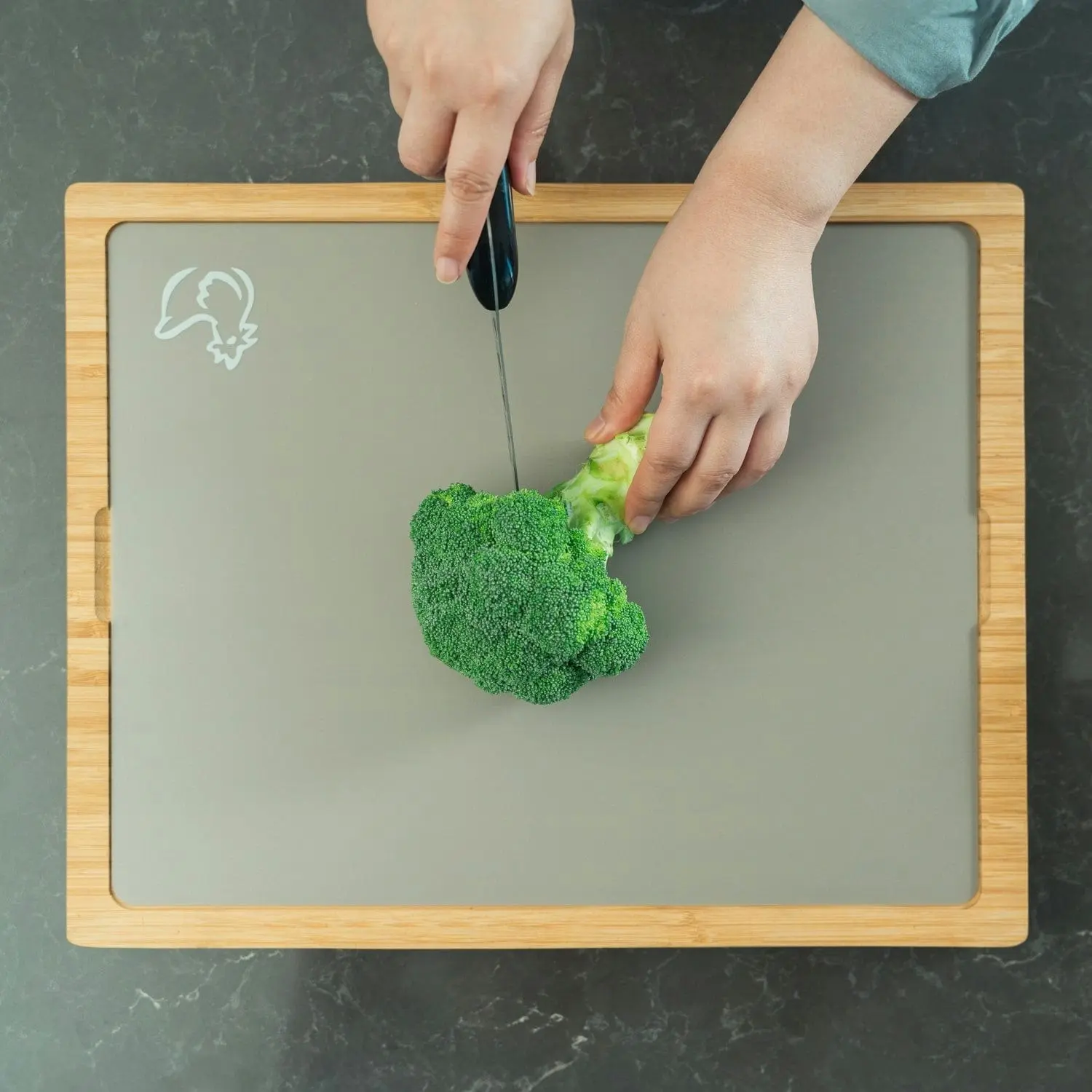 Bamboo Chopping Board with set of 5 Color-Coded Flexible Cutting Mats