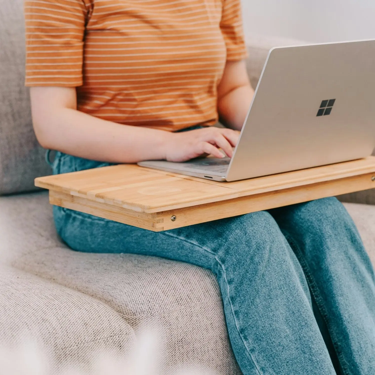 Foldable and Adjustable Bamboo Laptop Table, Bed Tray